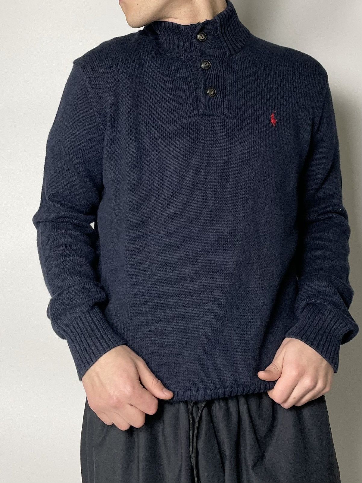 Polo Ralph Lauren Polo by Ralph Lauren High Collar Button up Blue Sweater Knit Size US M / EU 48-50 / 2 - 1 Thumbnail