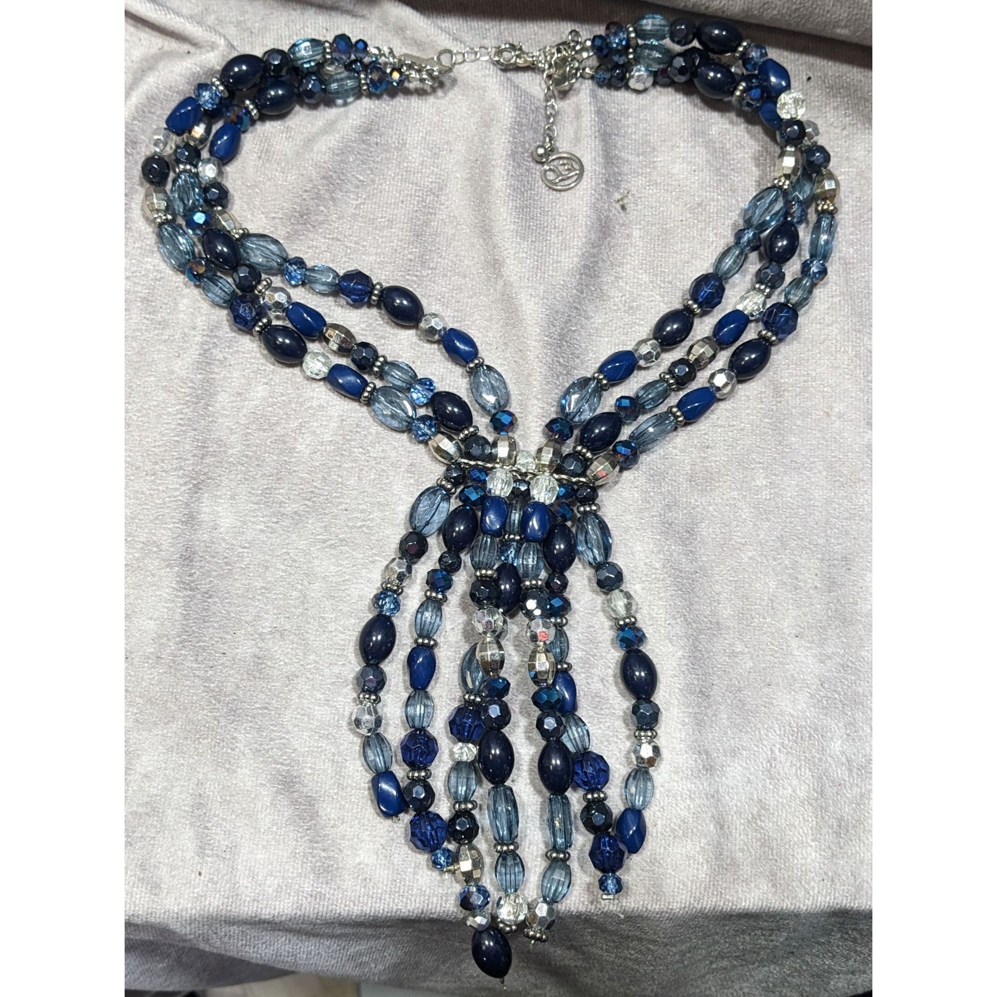 Other Erica Lyons Blue And Silver Tone Beaded Statement Necklace Size ONE SIZE - 6 Thumbnail