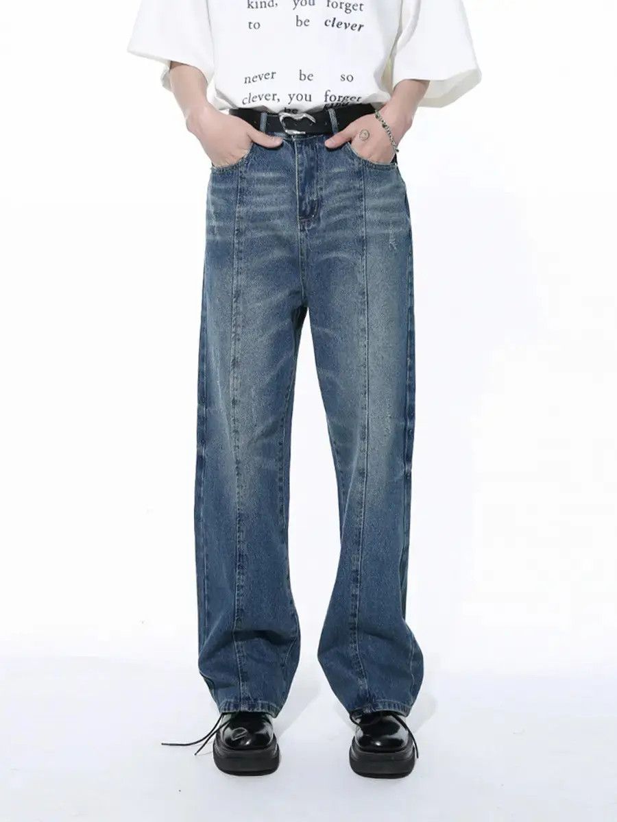 Japanese Brand Retro loose washed wide leg jeans Size US 32 / EU 48 - 2 Thumbnail
