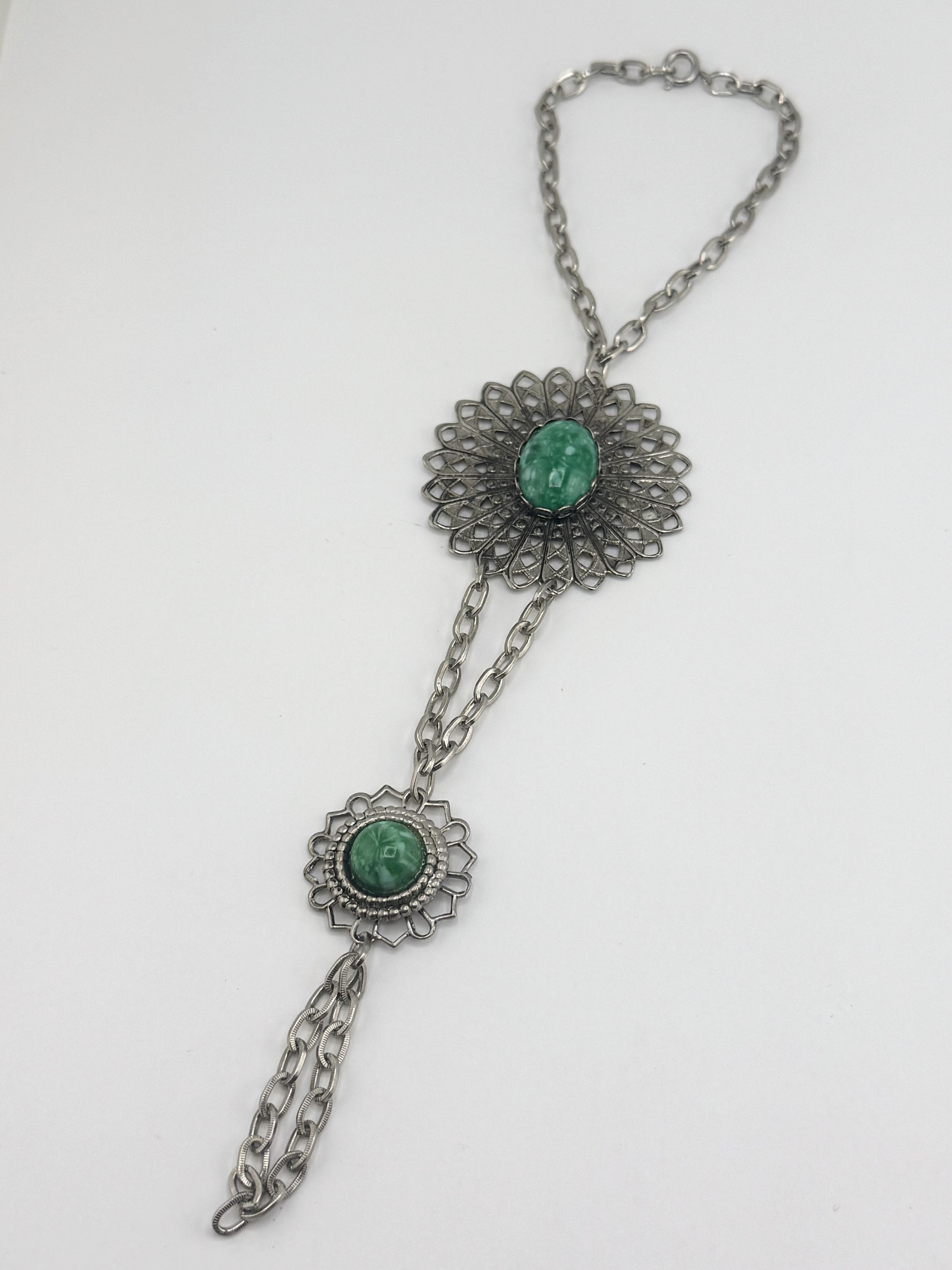 Vintage silver filigree slave bracelet and ring