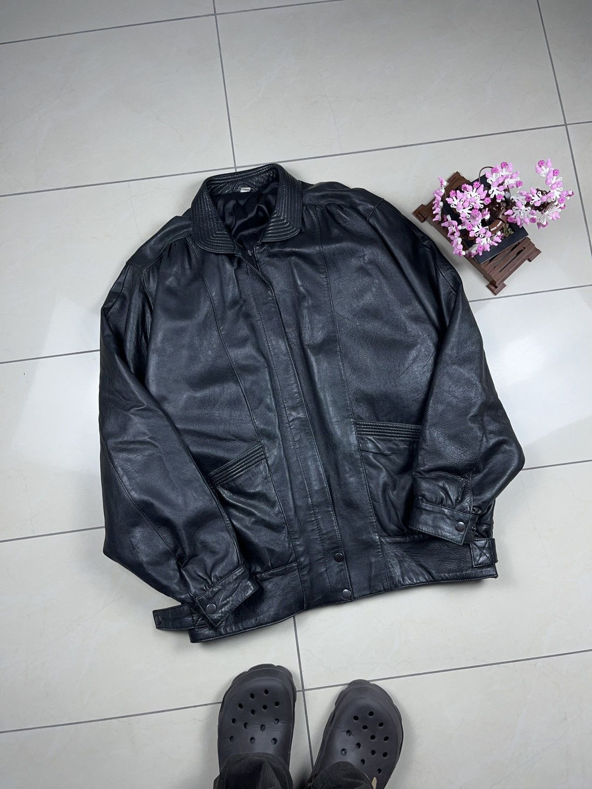Genuine Leather × Vintage ➕ vintage sick fit boxy genuine leather avant garde jacket Size US L / EU 52-54 / 3 - 3 Thumbnail