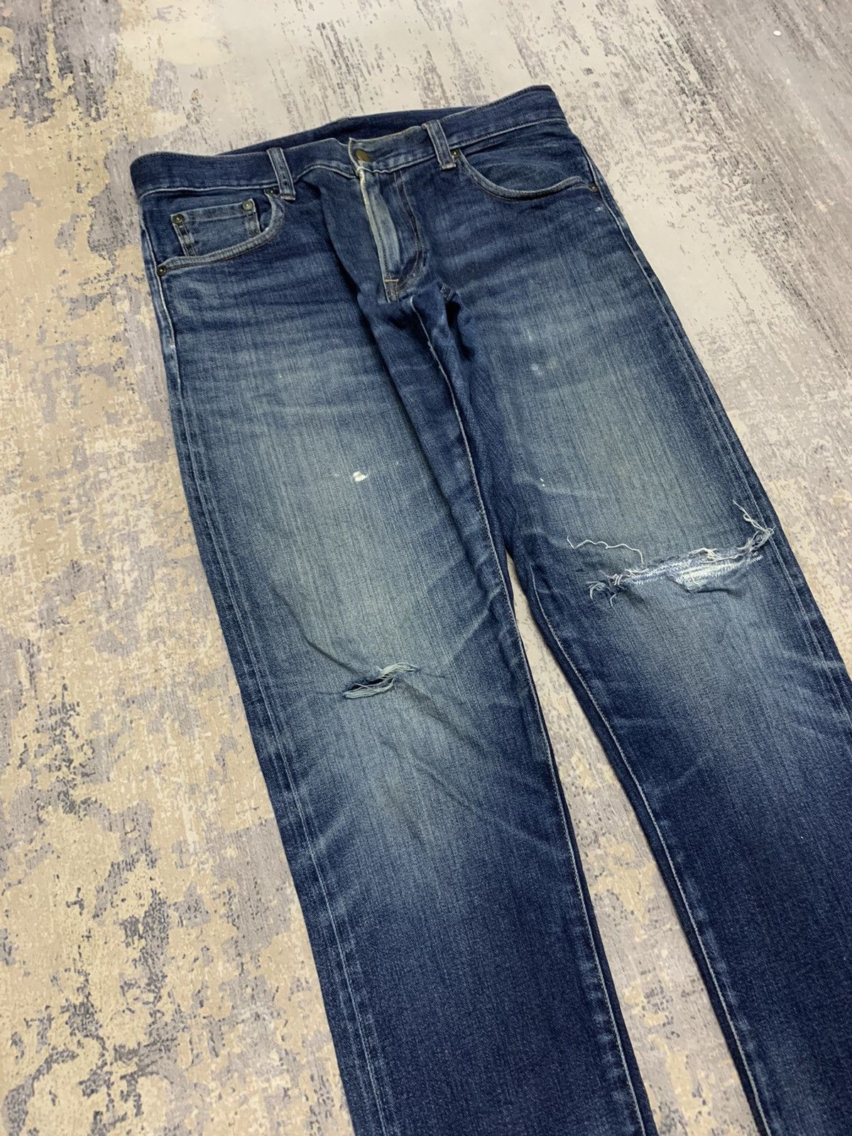 Japanese Brand Distressed Uniqlo Selvedge Undercover Style Jeans 34x31 Size US 35 - 2 Thumbnail