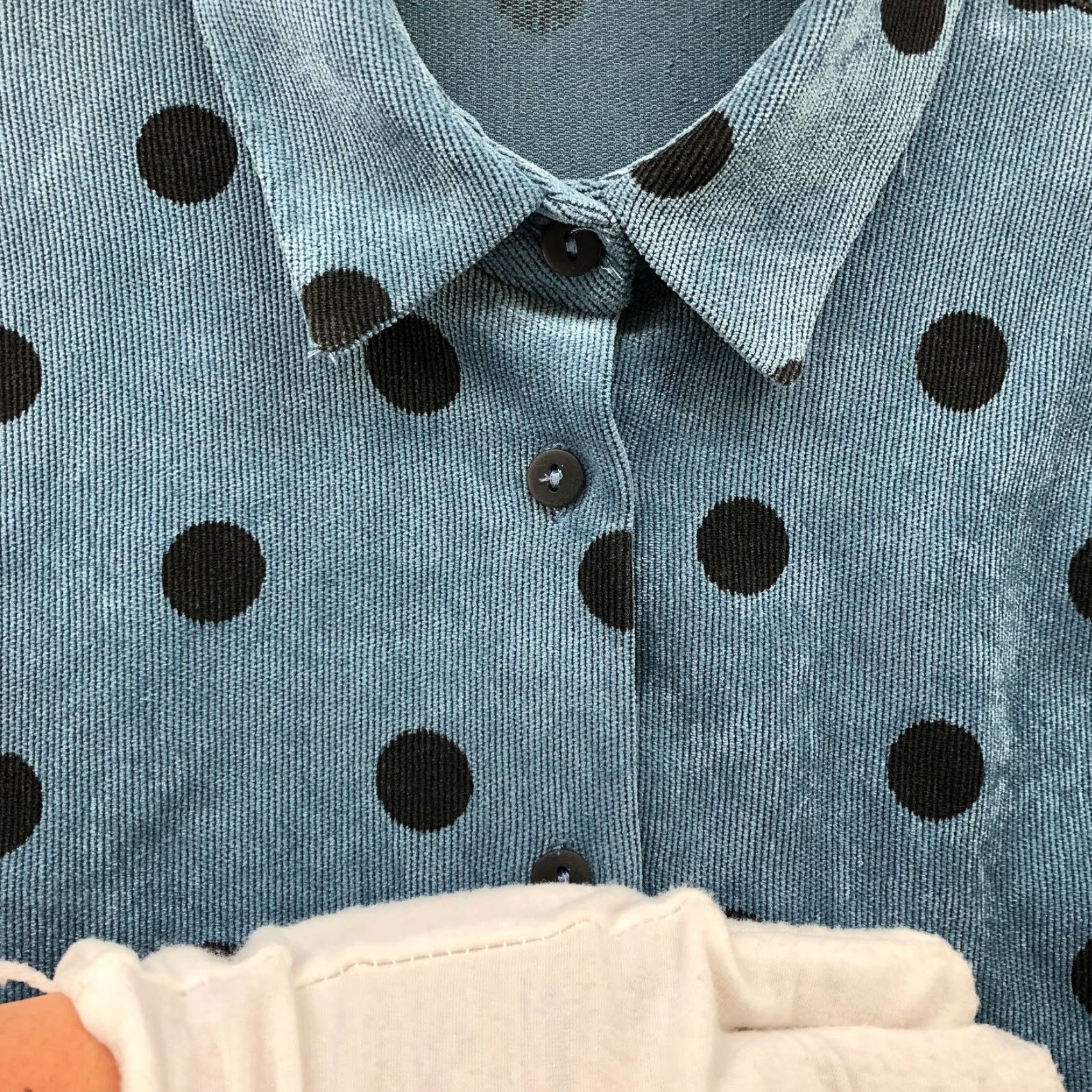 Zara Zara Corduroy Shacket Womens XS Oversized Blue Polka Dot Shirt Jacket Size XS / US 0-2 / IT 36-38 - 7 Thumbnail