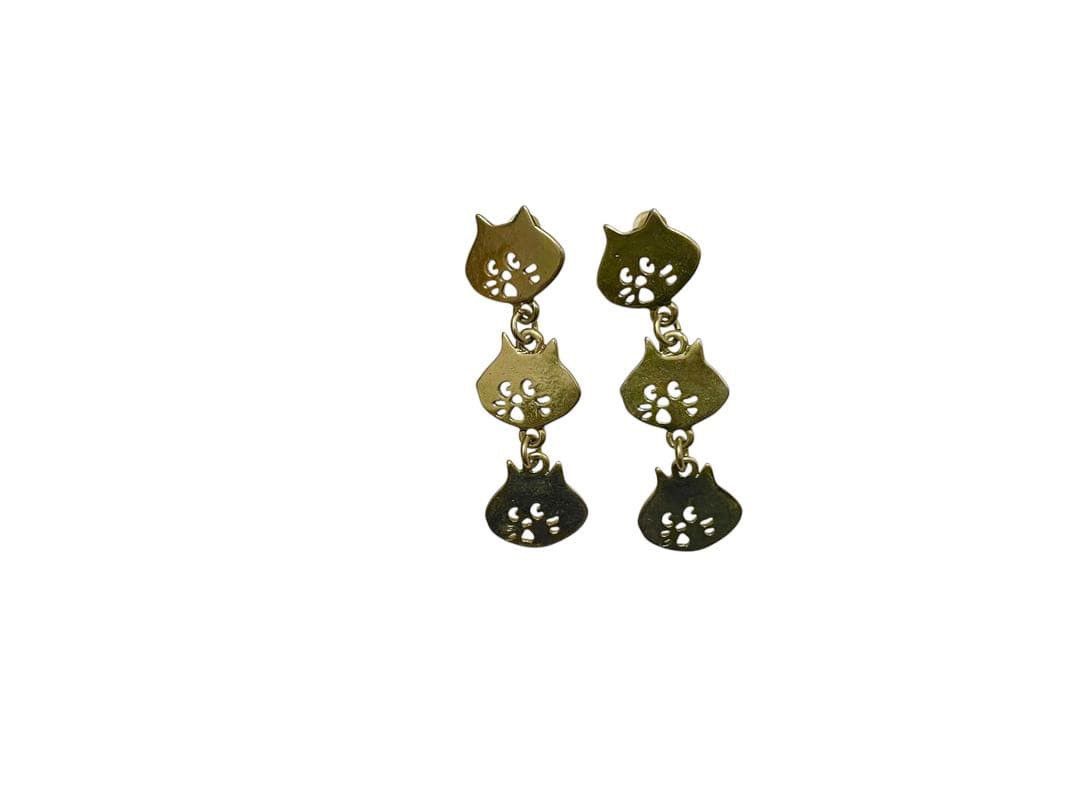 Ne-Net Ne-net Nya cat gold dangle drop earrings Size ONE SIZE - 3 Thumbnail