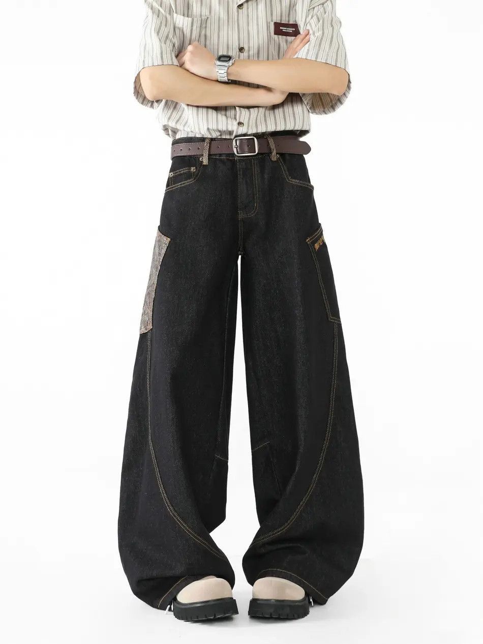 Japanese Brand Retro loose curved knife wide leg jeans Size US 32 / EU 48 - 2 Thumbnail