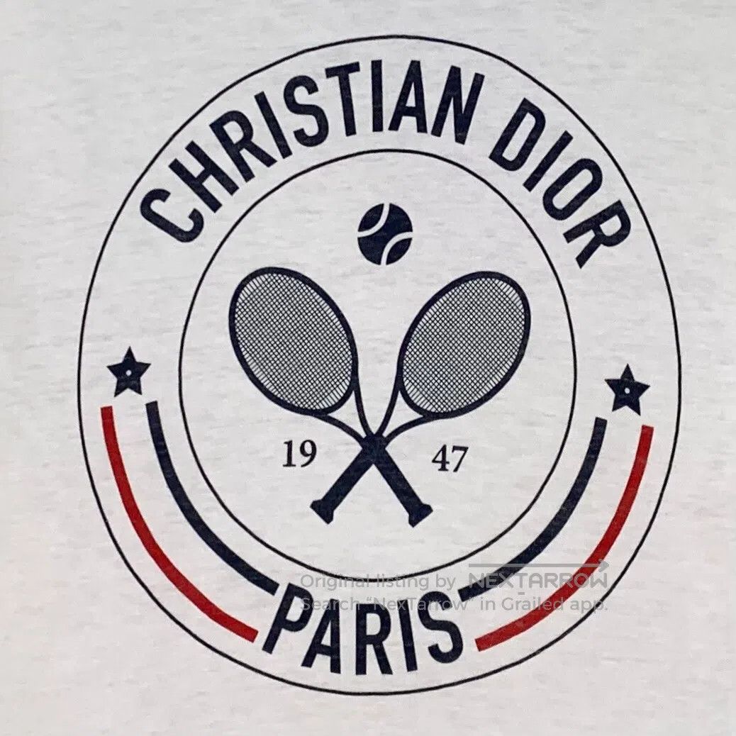 Dior Dior White Tennis Racket Letter Printed Cotton Round Neck Size US M / EU 48-50 / 2 - 4 Thumbnail