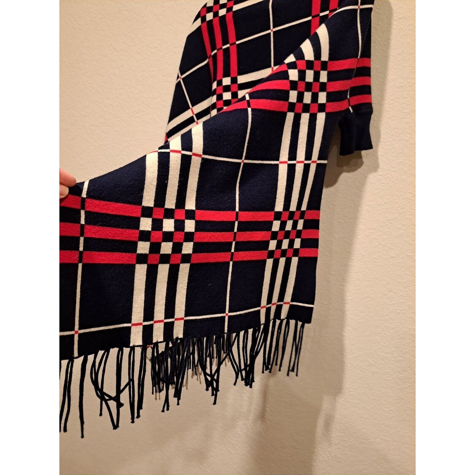 Other Cherie Bliss Shaw Scarf Shrug sweater plaid fringe one size Size ONE SIZE - 5 Thumbnail