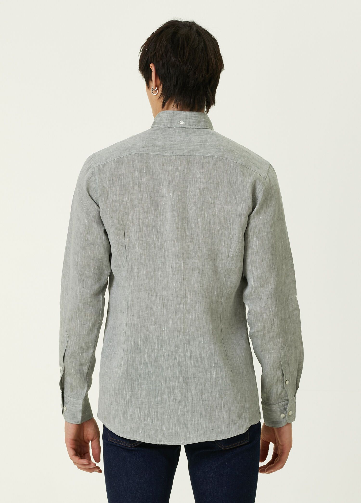 Eton ETON of Sweden contemporary fit green gray linen shirt Large Size US L / EU 52-54 / 3 - 4 Thumbnail