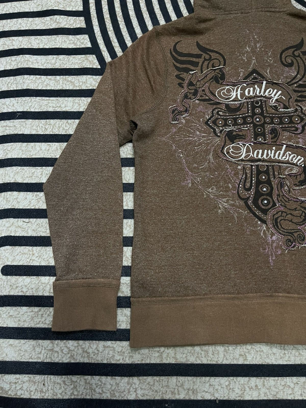 Harley Davidson VINTAGE Y2K HARLEY DAVIDSON SPELLOUT CROSS FADED HOODIE Size M / US 6-8 / IT 42-44 - 15 Thumbnail