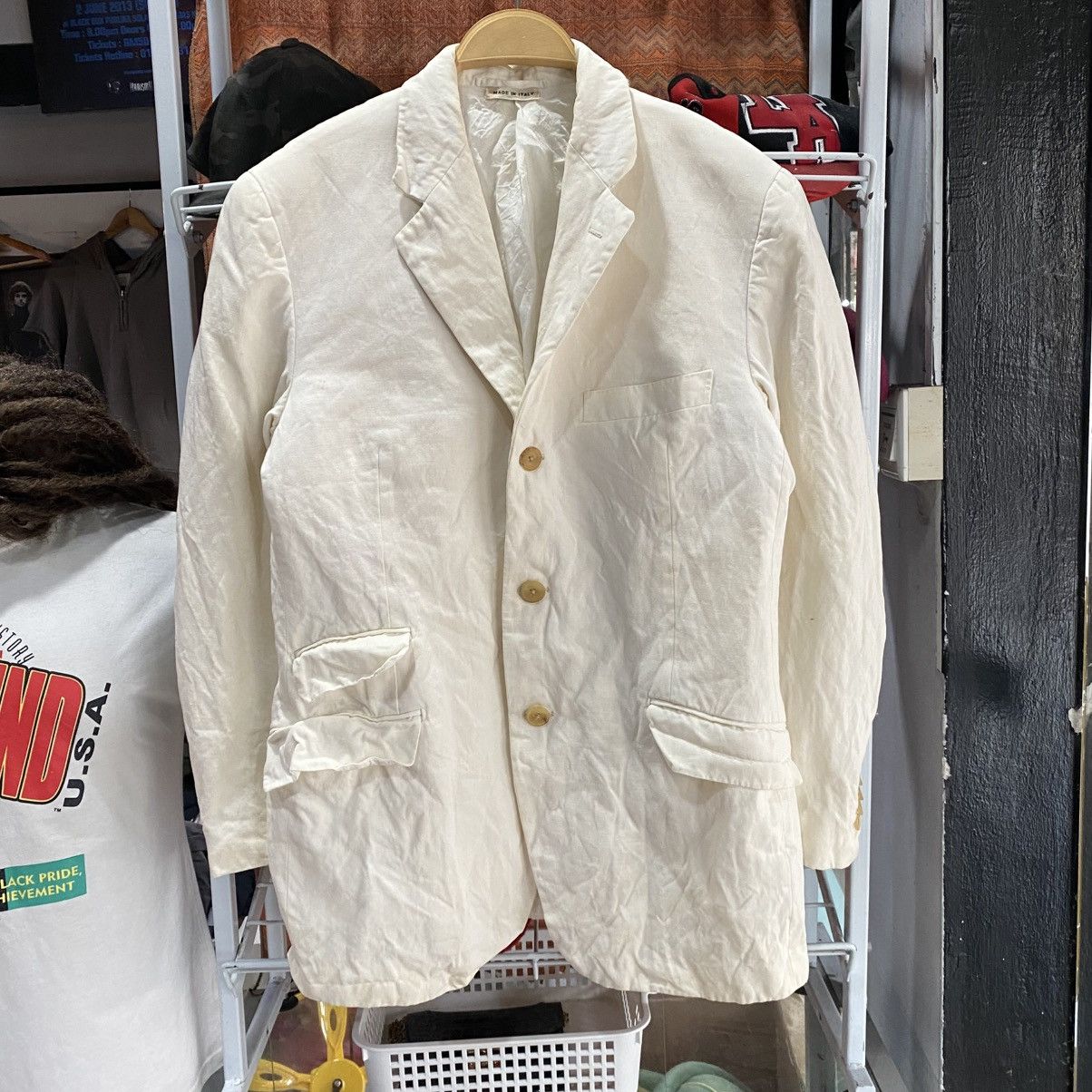 Hermes Hermes Linen Blazer Jacket Cream White Size M Size 48R - 1 Thumbnail