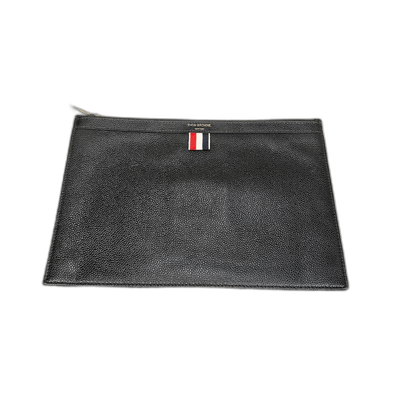 Thom Browne Thom Browne Black Leather Logo Clutch Bag Size ONE SIZE - 1 Thumbnail