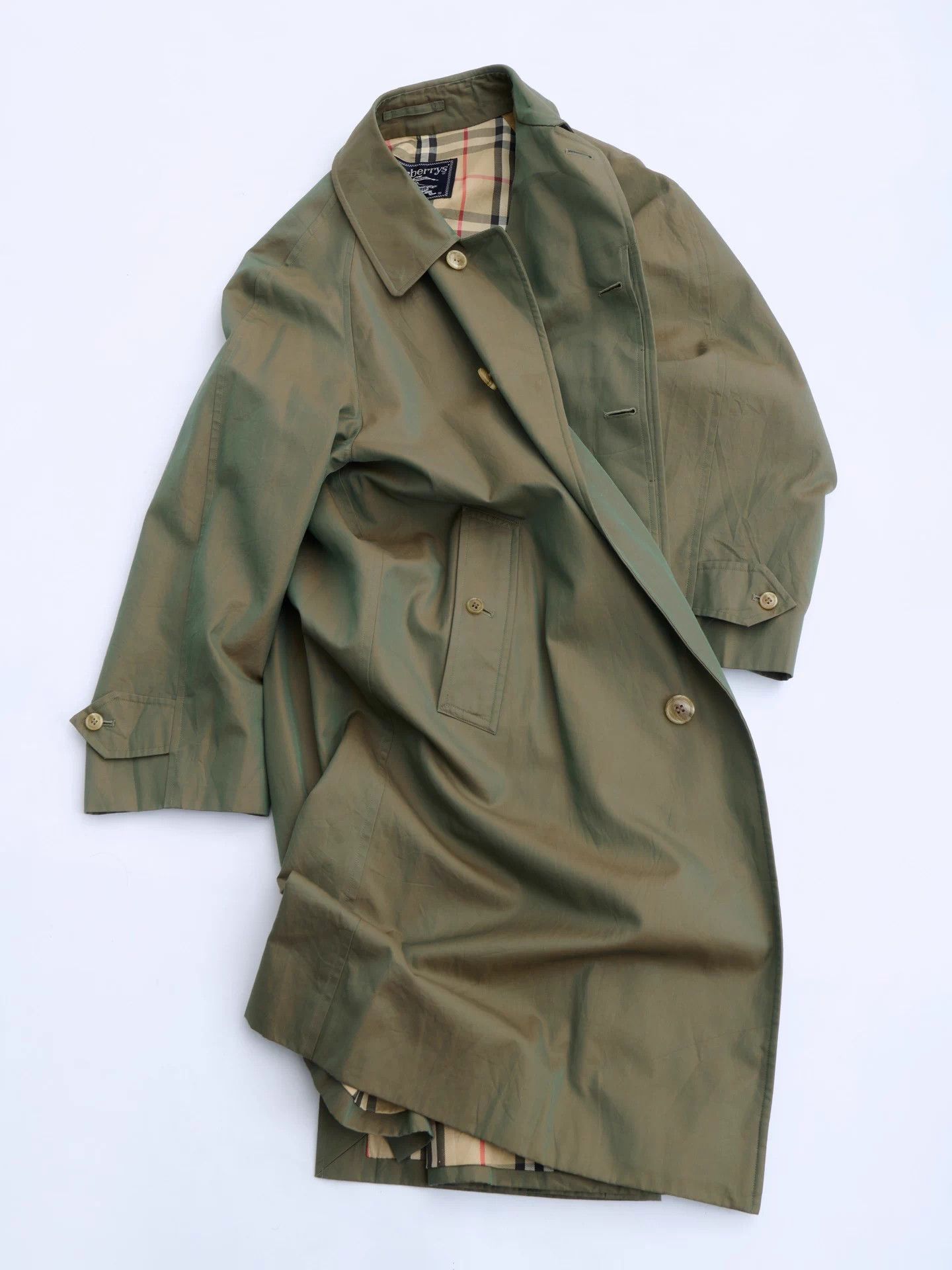 Burberry Burberrys 90s Classic Jade Green Trench Coat Size L / US 10 / IT 46 - 7 Thumbnail