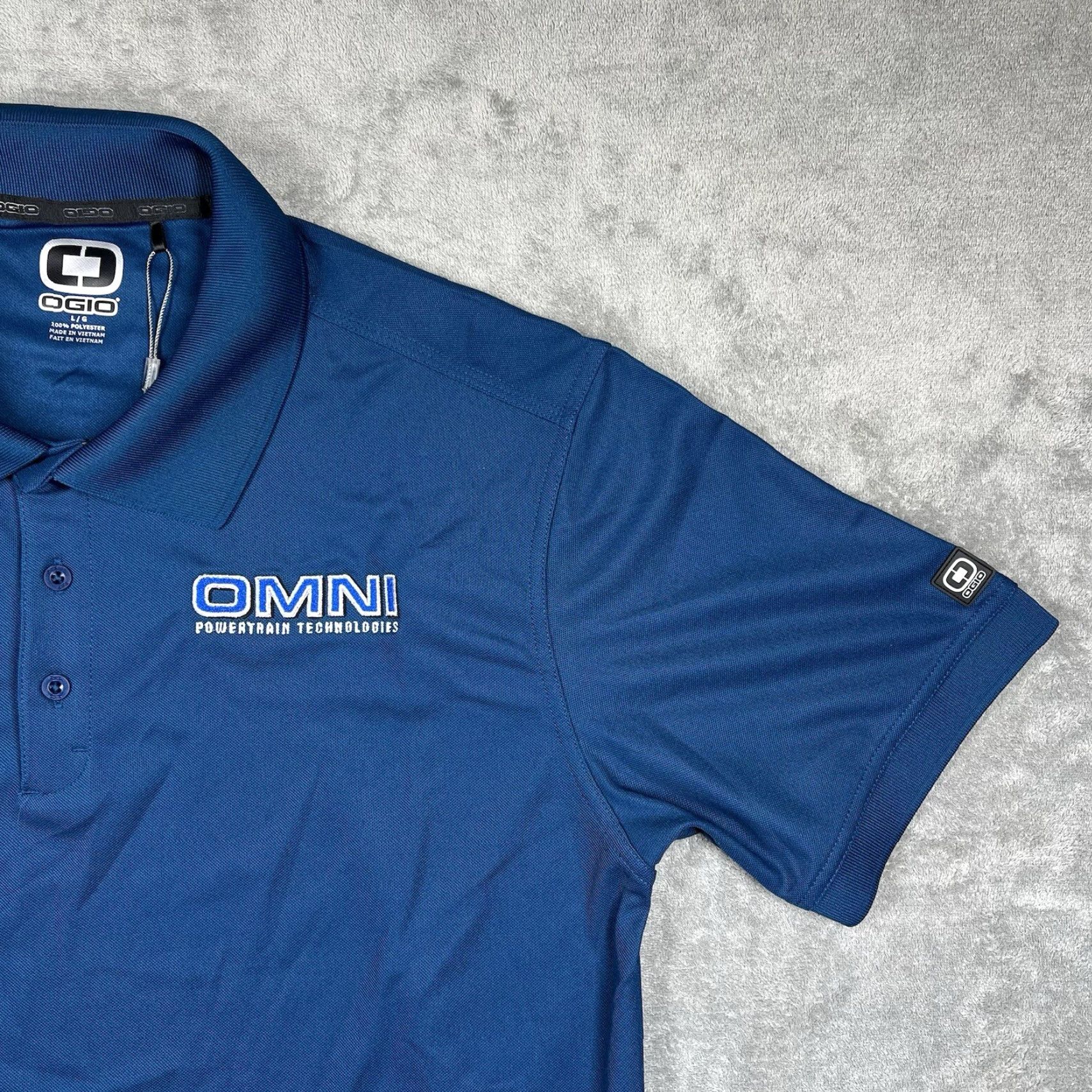 Vintage OGIO Men's Large Polo Shirt Dark Teal Blue Omni Powertrain Tech Embroidered Logo Size US L / EU 52-54 / 3 - 4 Thumbnail