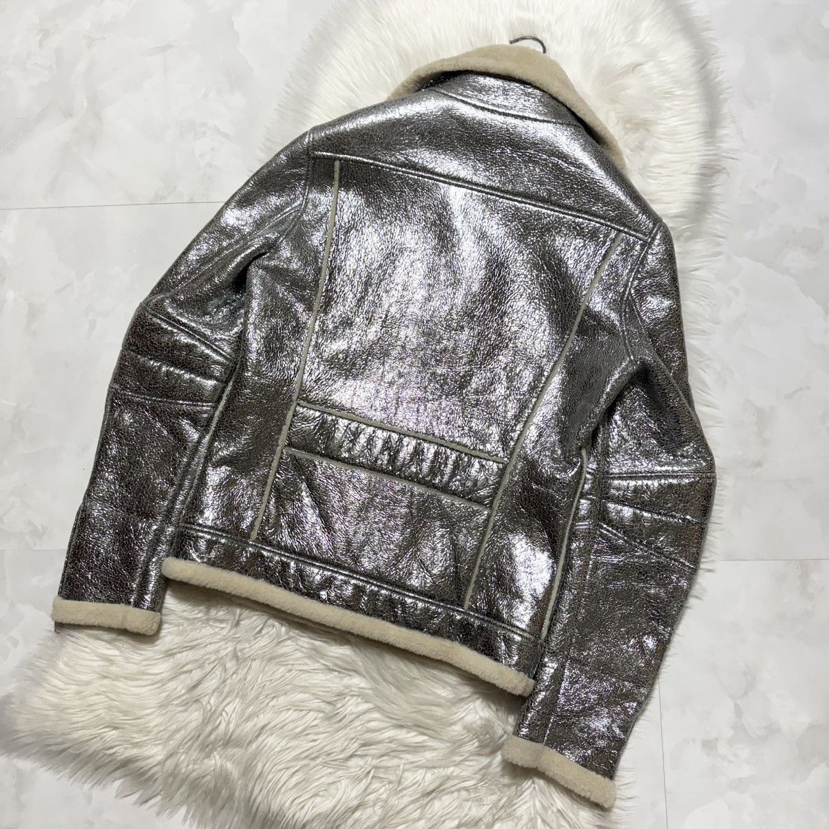 Bottega Veneta RARE Bottega Veneta Shearling Metallic Leather Biker Jacket Size US M / EU 48-50 / 2 - 12 Thumbnail