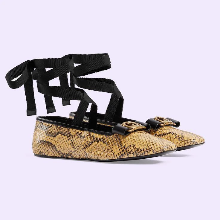 Gucci Gucci Evi Snakeskin Phyton Ballet Flats Size US 10 / IT 40 - 1 Thumbnail