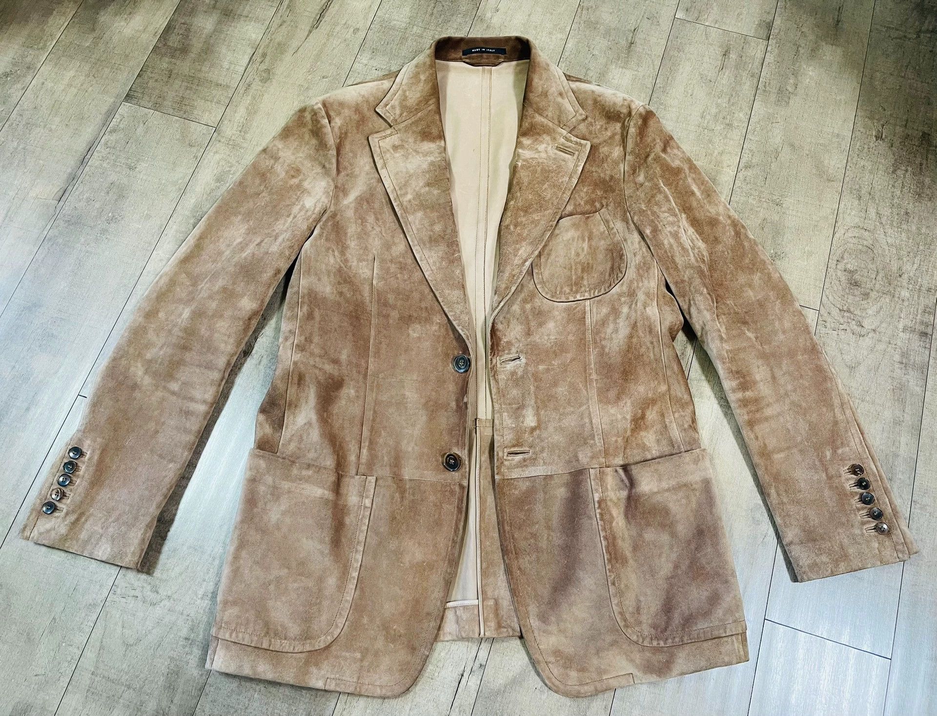 Gucci Gucci Khaki Italian Calfskin Suede Jacket 54 Rare Size US L / EU 52-54 / 3 - 3 Thumbnail