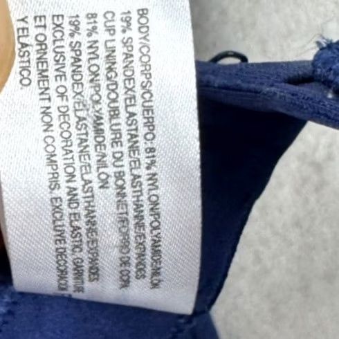 Vintage Wacoal Shirt Bra Womens 34B Wireless Navy Women Size Nylon Spandex adjustable Size ONE SIZE - 4 Thumbnail