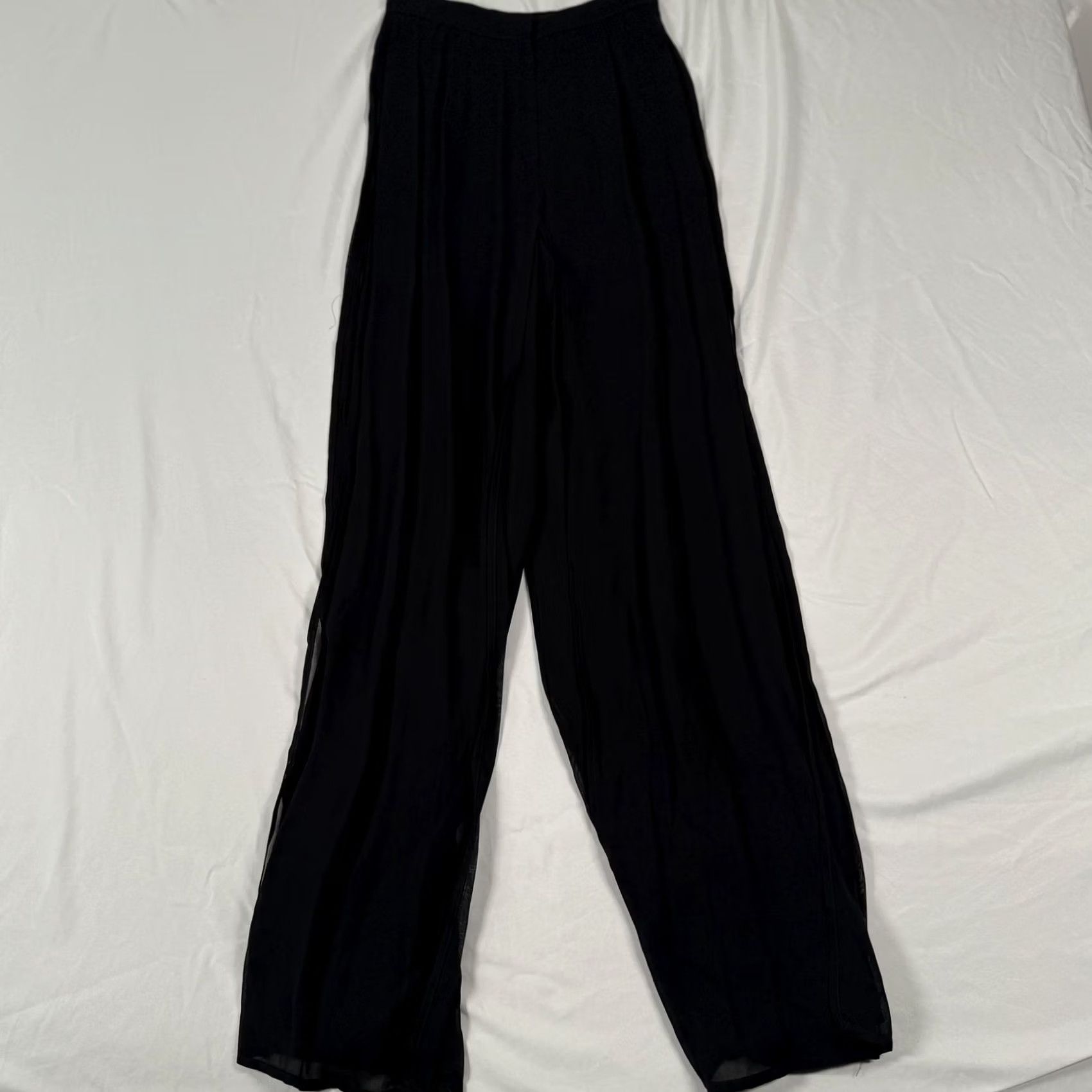 Vintage VINTAGE 90s Lillie Rubin Black Pants Wide-Leg Sheer Overlay NWT Size 4 Stylish Eve Dressy Formal Cocktail Womens US-made Size 27" / US 4 / IT 40 - 5 Thumbnail
