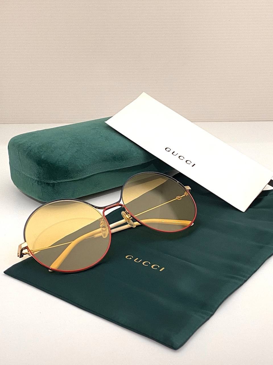Gucci Gucci GG Logo Oversized Mirrored Gold Round Metal Sunglasses Size ONE SIZE - 11 Thumbnail
