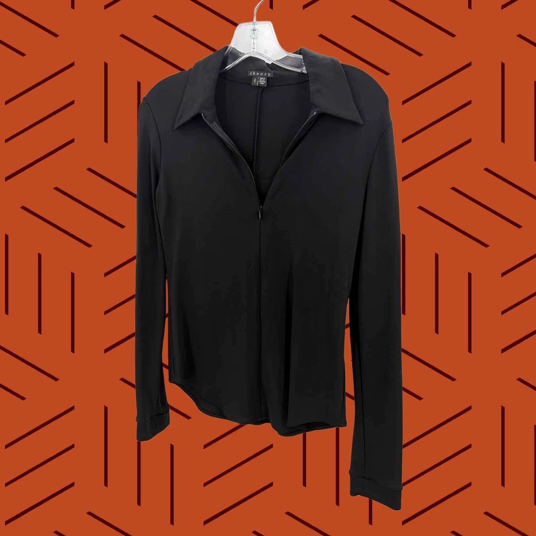 Theory Pre-Owned Theory Black Size Small Long Sleeve Blouse Size S / US 4 / IT 40 - 1 Thumbnail