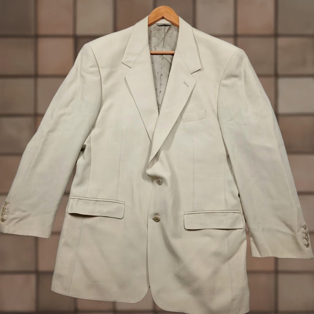 Tallia Tallia Sport Coat Mens 46 Wool Silk Linen Blazer Italy Two Button Notch Lapel Beige Solid Silk Lining Regular Jacket/Coat Length 2 Piece Mens Size 46R - 1 Thumbnail