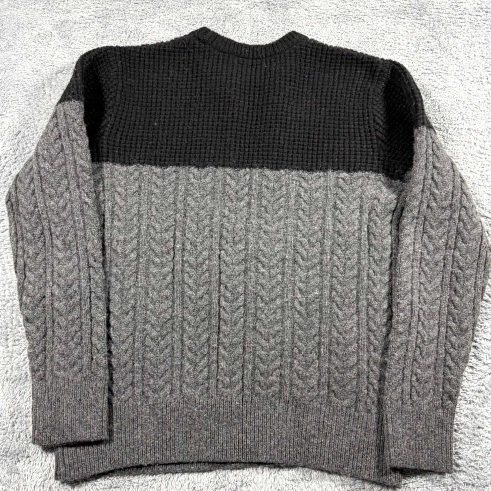 J.Crew J.CREW Merino Wool Colorblock Cable Knit Sweater Fisherman Black Grey L Mens Size US L / EU 52-54 / 3 - 4 Thumbnail