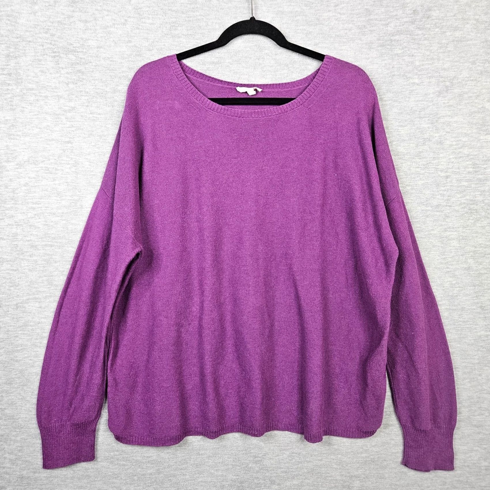 Eileen Fisher Eileen Fisher Women's Purple Pullover Light Weight Sweater L Knit Cotton Cardigan? Size L / US 10 / IT 46 - 2 Thumbnail