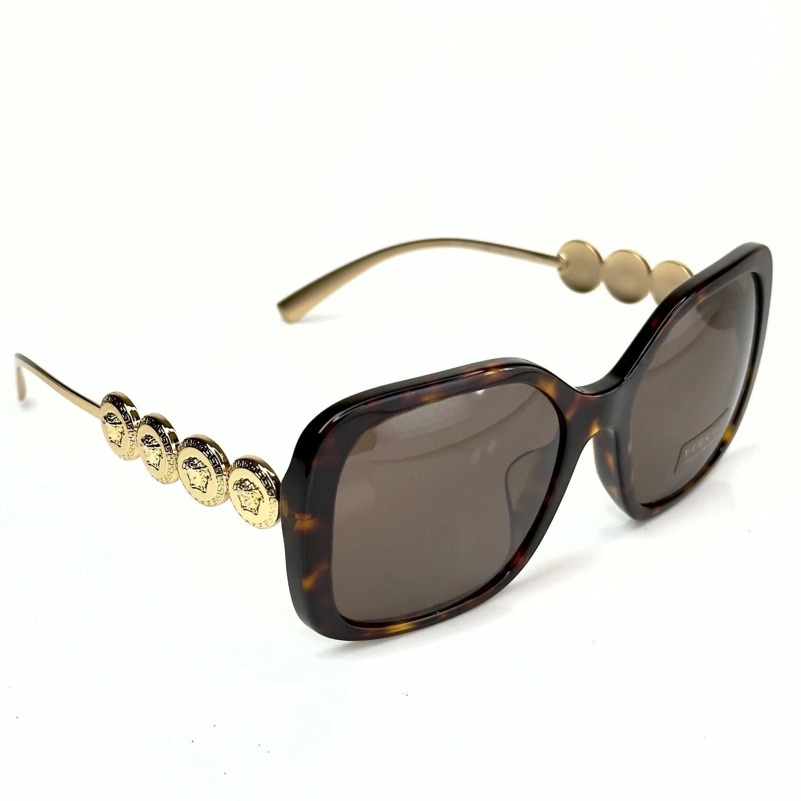 Versace VERSACE VE4375F 4375 Gold Coin Medusa Stud Brown Rectangular Size ONE SIZE - 6 Thumbnail