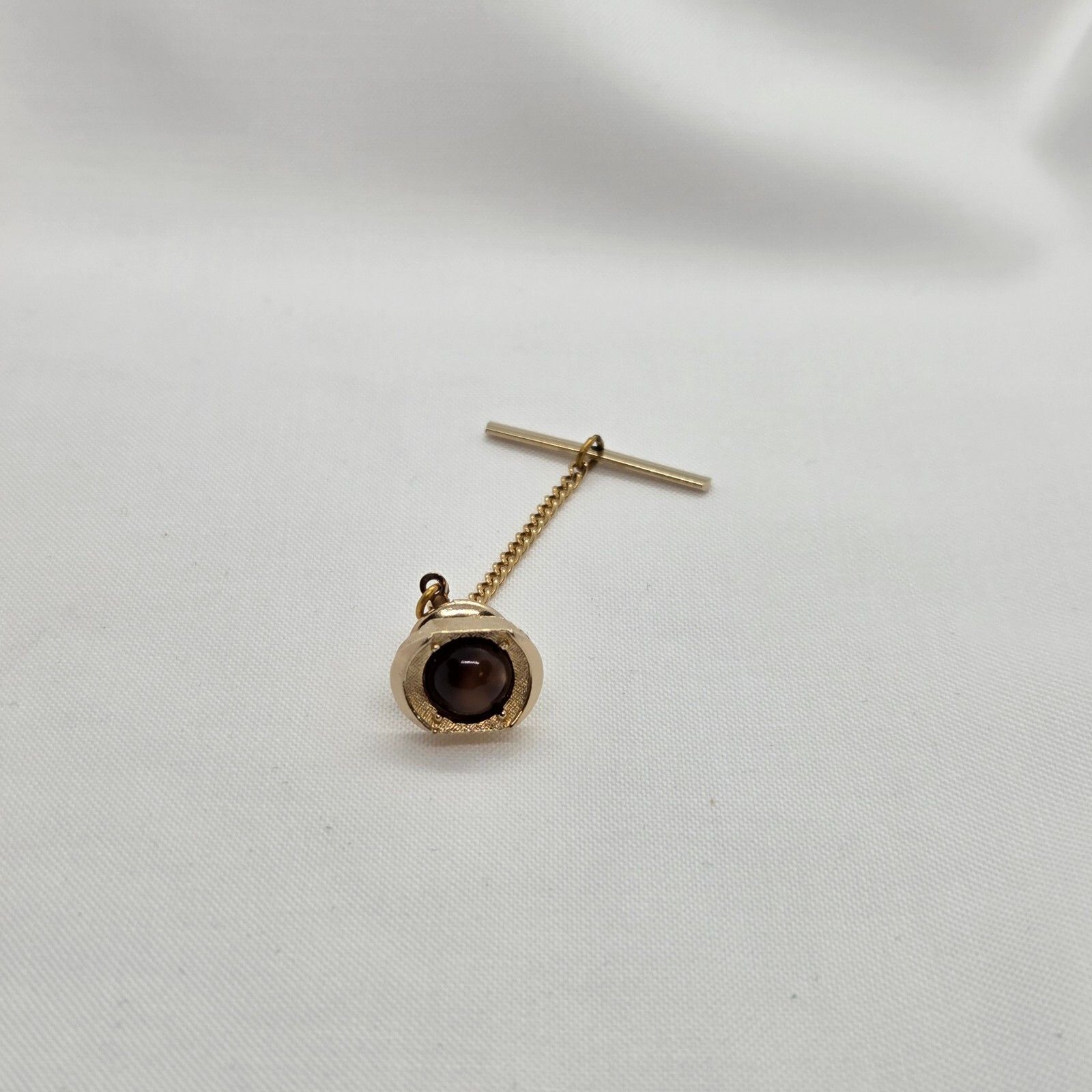 Vintage Swank Brown Cat Eye Tie Pin, Men's — image 2 of 6