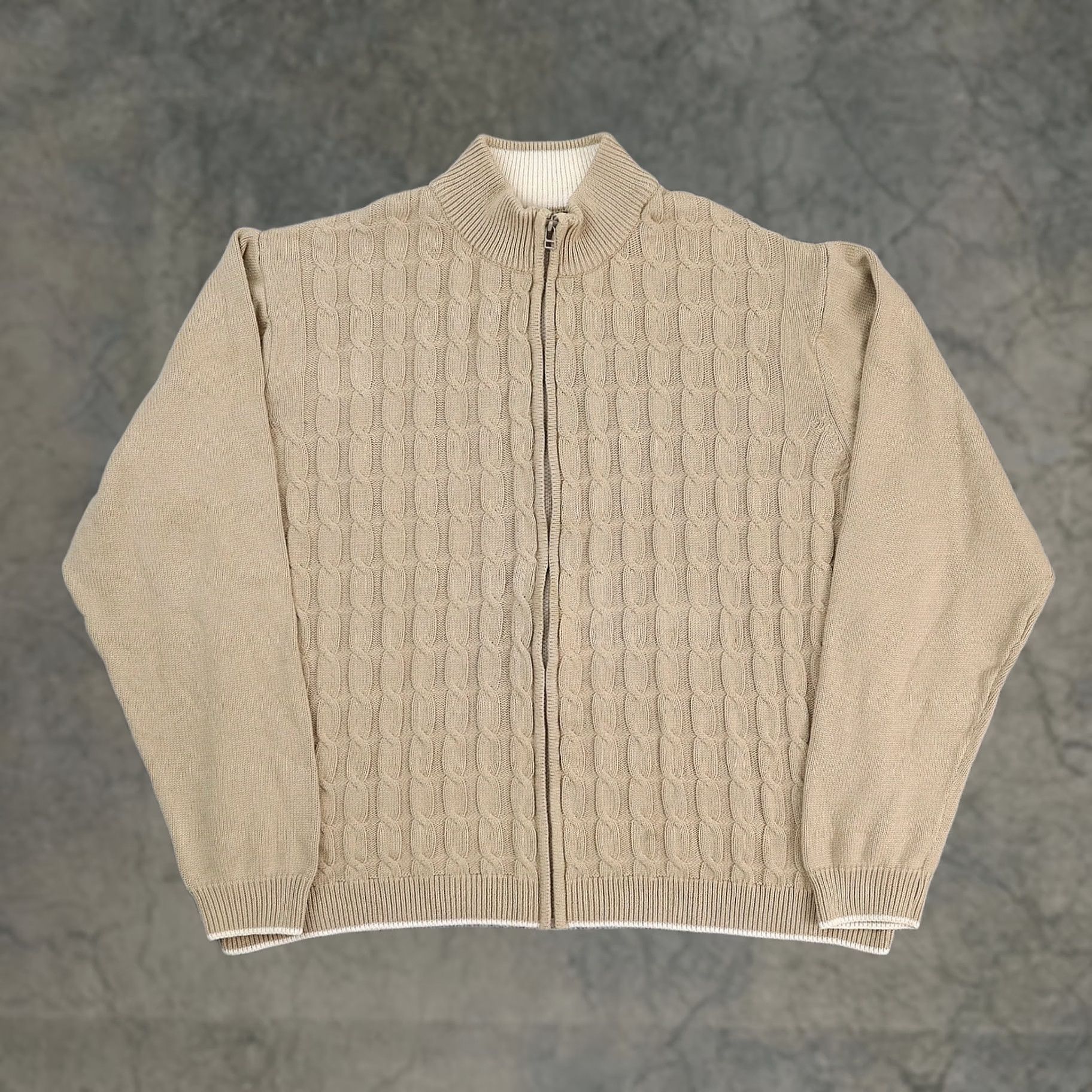 Vintage VTG Alan Flusser 90s Cable Knit XL Brown Sweater Size US XL / EU 56 / 4 - 1 Thumbnail