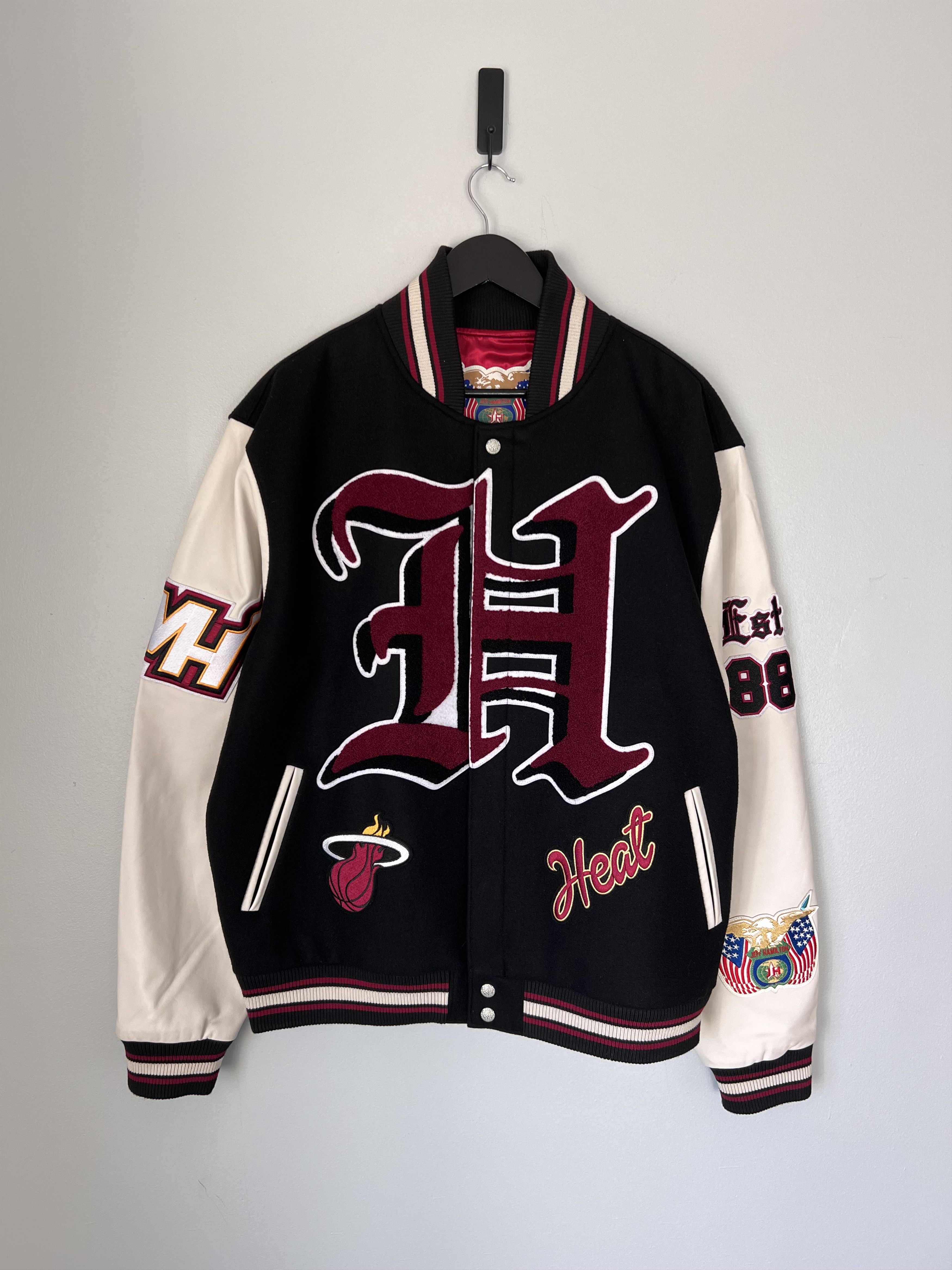 Jeff Hamilton Jeff Hamilton Miami Heat Wool and Leather Varsity Jacket Size US L / EU 52-54 / 3 - 1 Thumbnail