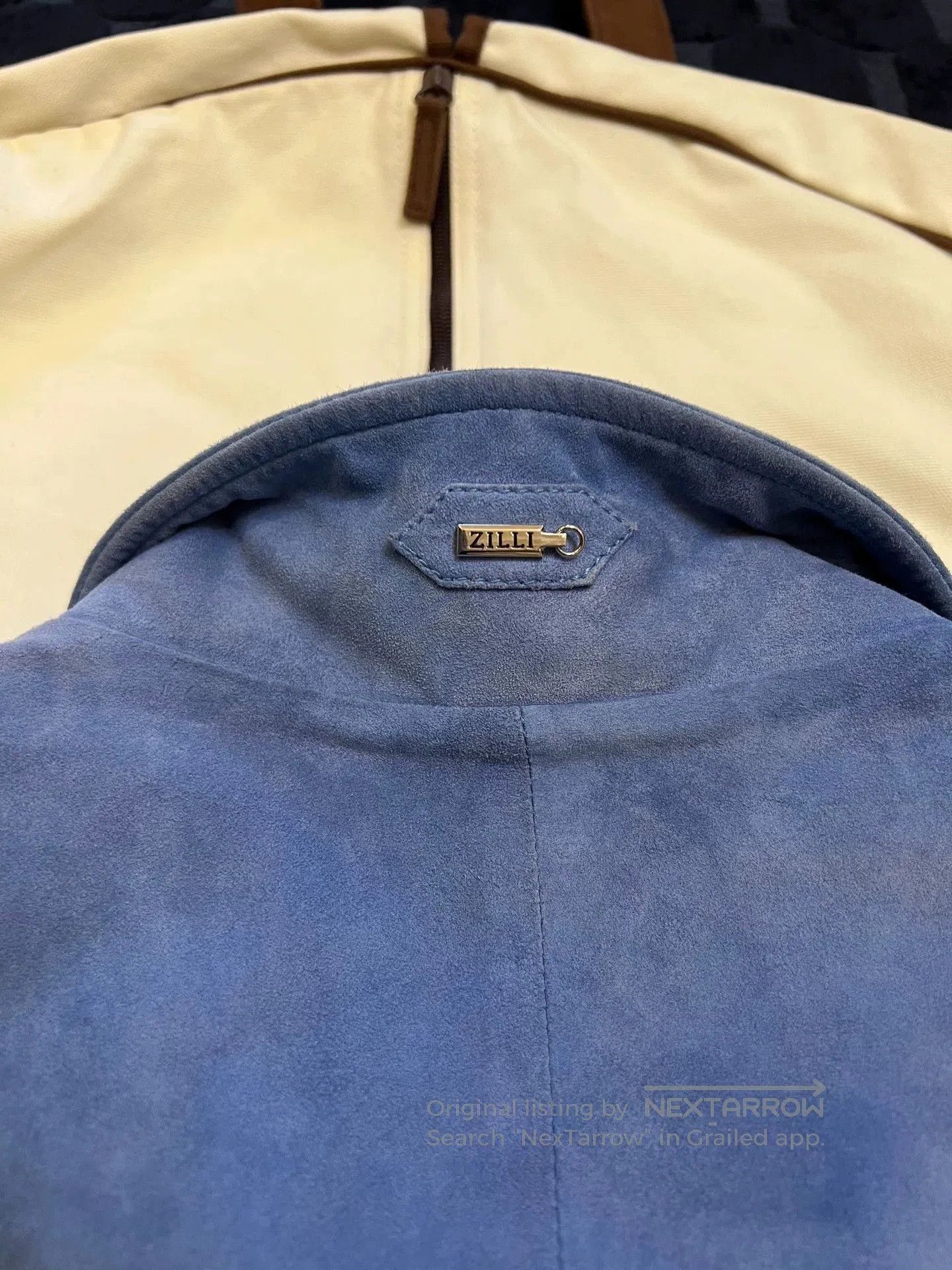 Zilli Blue Leather Jacket with Zip Closure and Pockets. Size US L / EU 52-54 / 3 - 5 Thumbnail