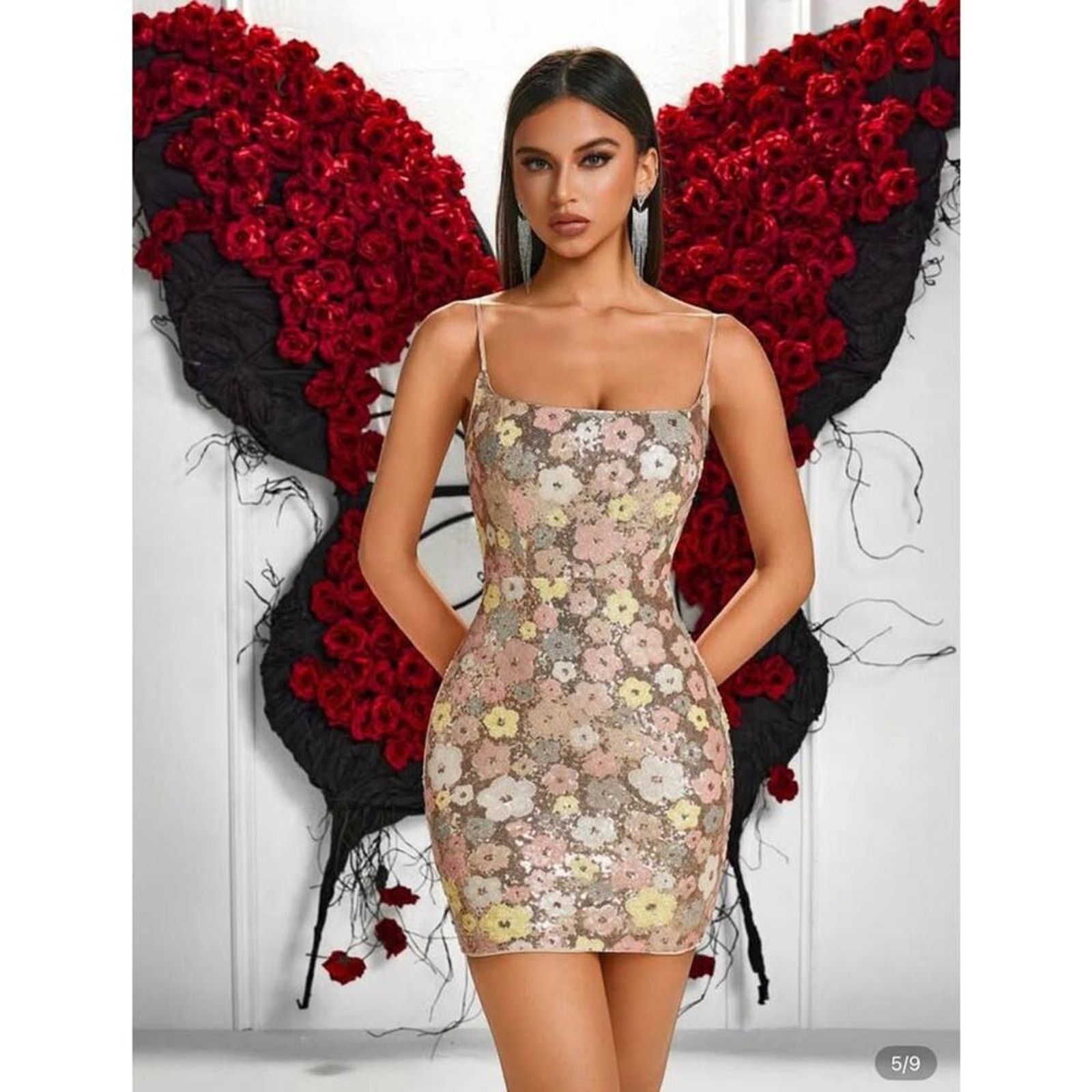 Other New rose gold bodycon floral party glam Sequin dress size S Size S / US 4 / IT 40 - 4 Thumbnail