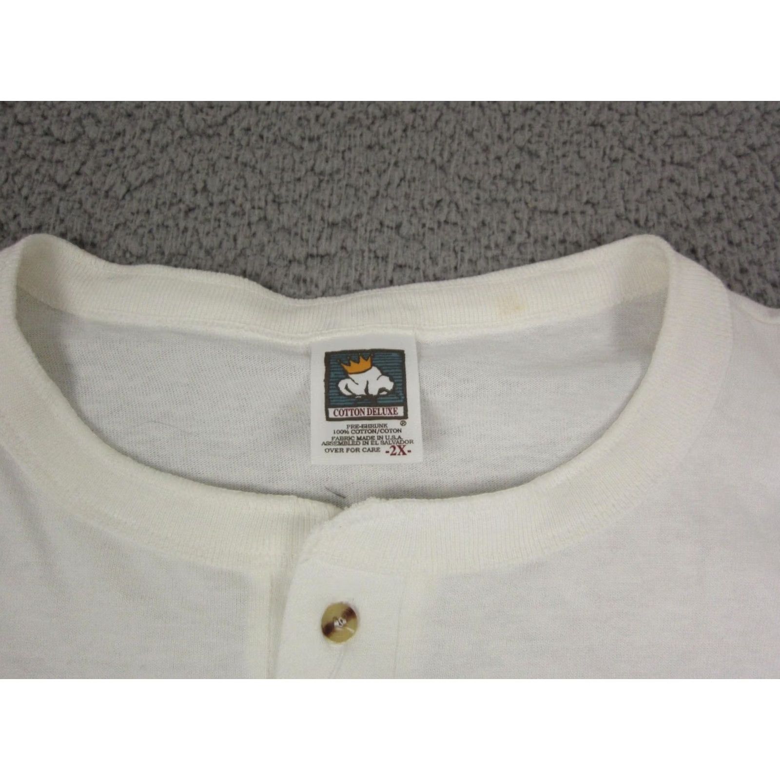 Vintage VINTAGE Cotton Deluxe Shirt Mens 2X White Crew Neck Short Sleeve 90s Mercury Racing Iron Horse Henley Cotton Deluxe Mens Shirt 2X White 90s Size US XXL / EU 58 / 5 - 6 Thumbnail