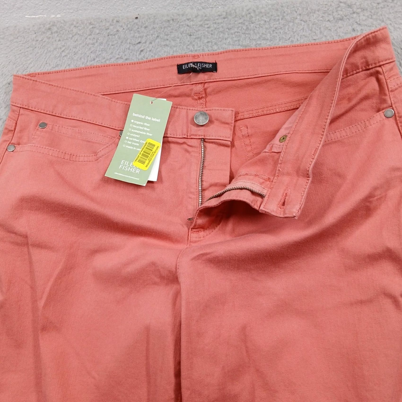 Eileen Fisher Eileen Fisher Jeans Petite 14P Salmon Pink Organic Cotton Stretch Slim NWT Size 36" / US 14 / IT 50 - 5 Thumbnail