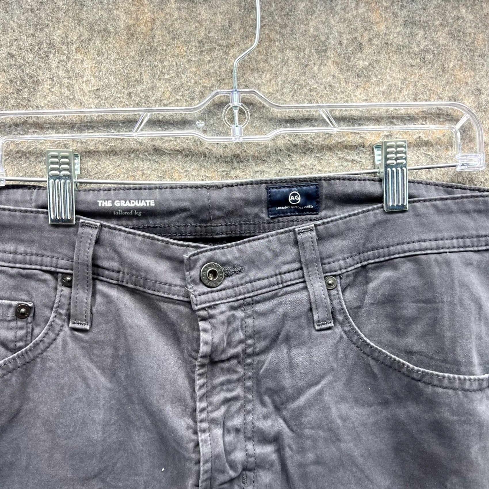 Vintage AG Adriano Goldschmied Pants Mens 34R Gray Cotton Jeans The Graduate Chino Straight 31in Inseam Regular 34 Size US 34 / EU 50 - 7 Thumbnail
