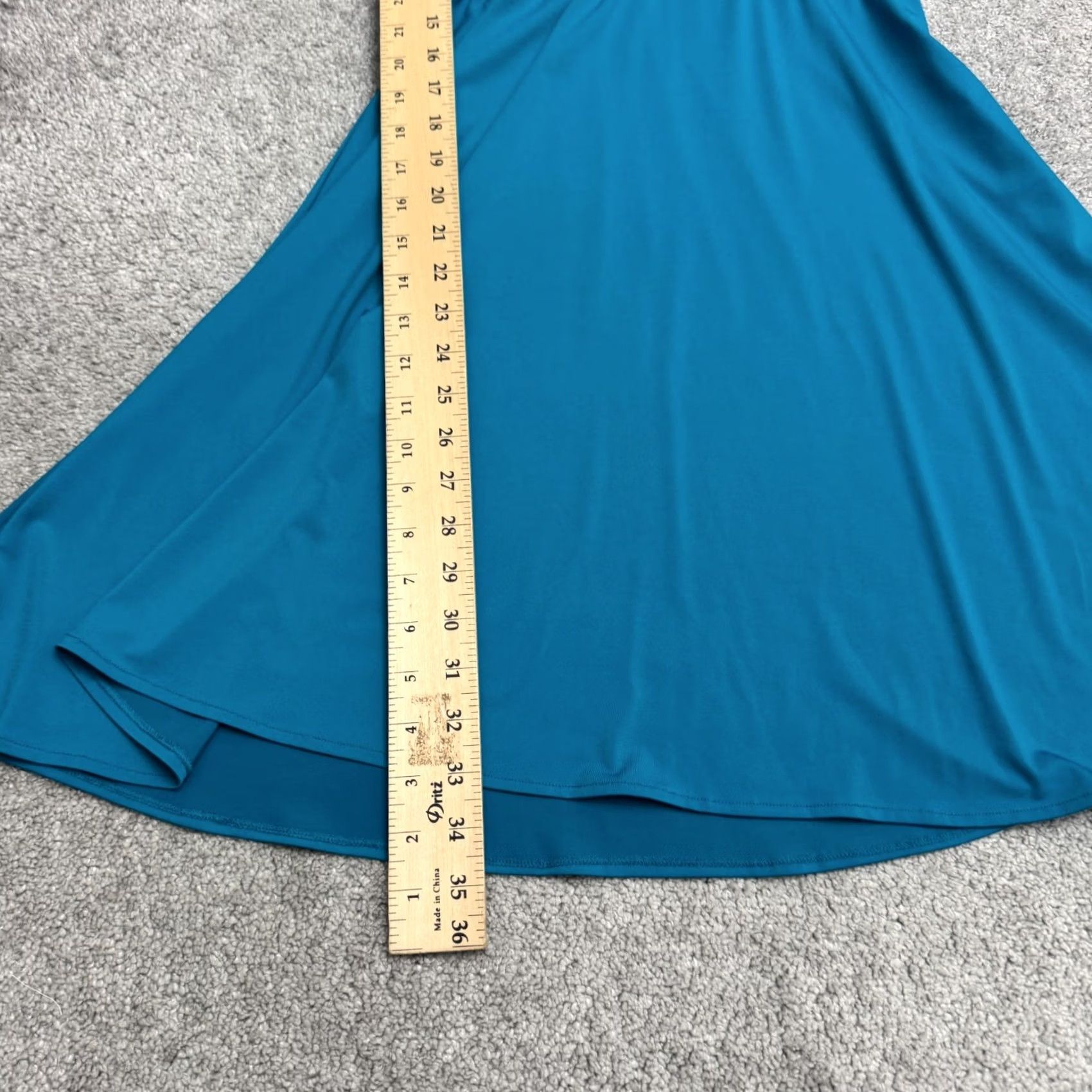 MAGGY LONDON Maggy London A-Line Dress Womens 10P Petite Ruched Wrap Fit & Flare Short Sleeve Teal Blue Size L / US 10 / IT 46 - 5 Thumbnail