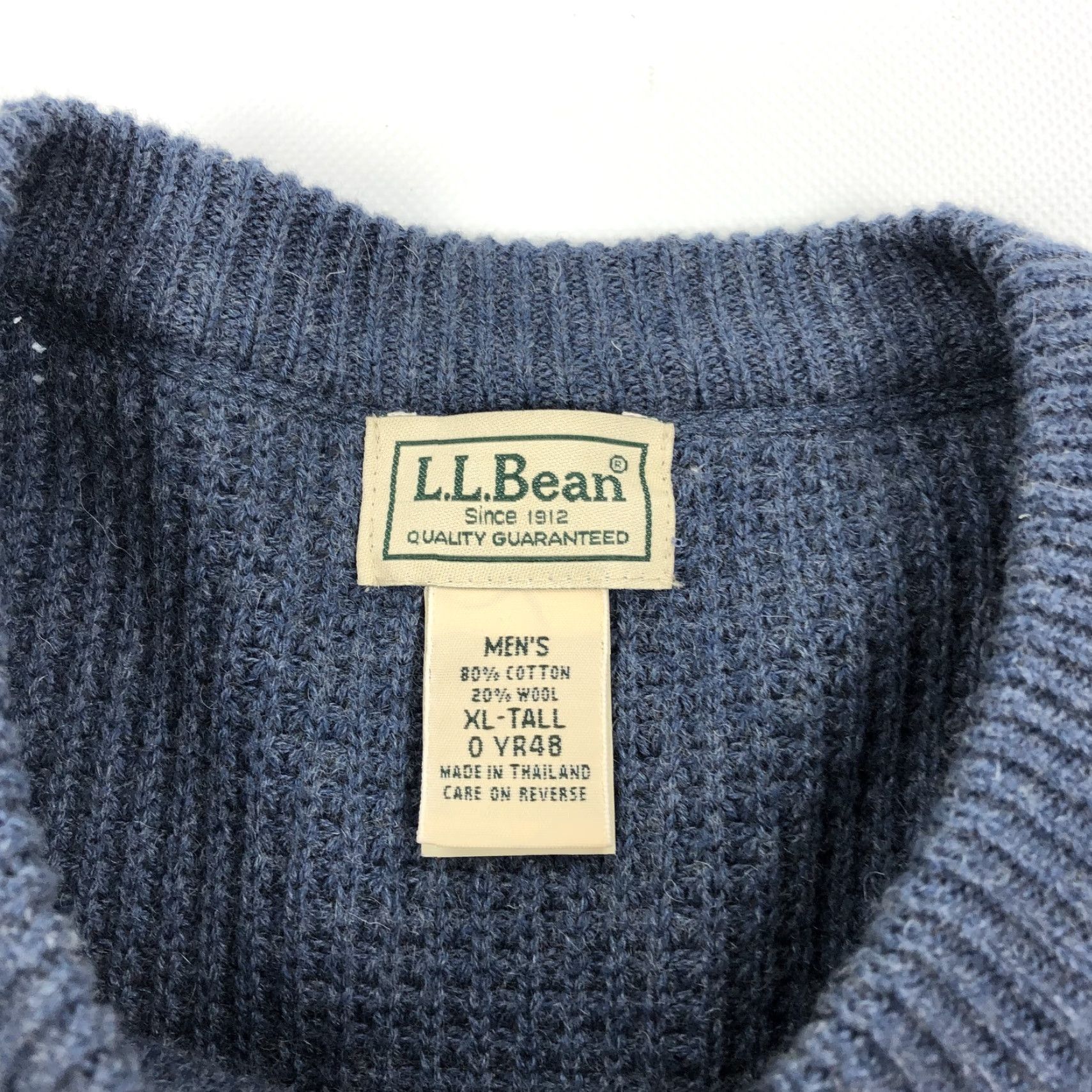 Vintage L.L.Bean Sweater Men XL-Tall Navy Blue Waffle Knit Cotton Wool Henley Pullover Size US XL / EU 56 / 4 - 3 Thumbnail