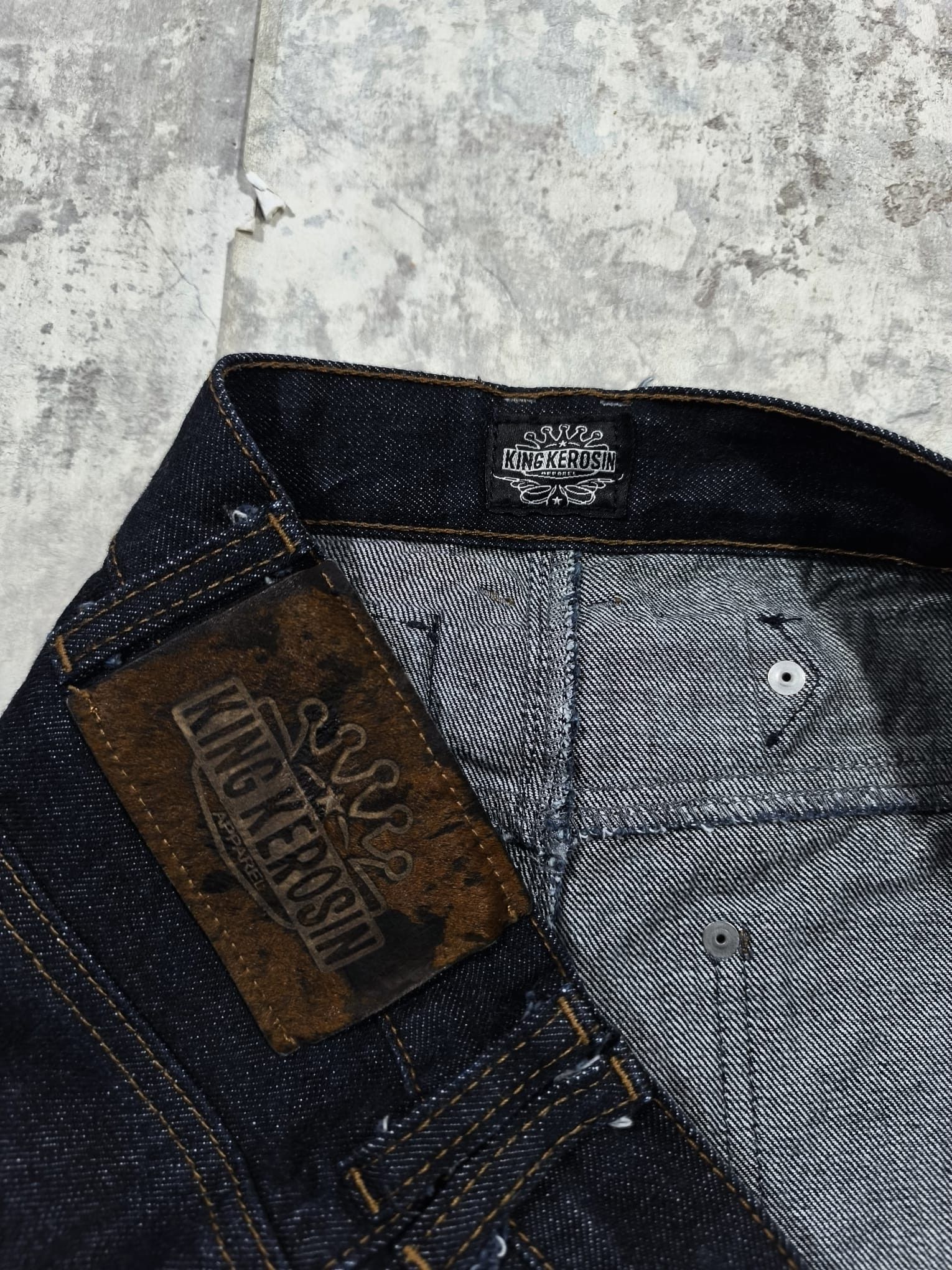 Other King Kerosin Baggy Raw Indigo Selvedge Jeans Buckleback Size US 40 / EU 56 - 7 Thumbnail