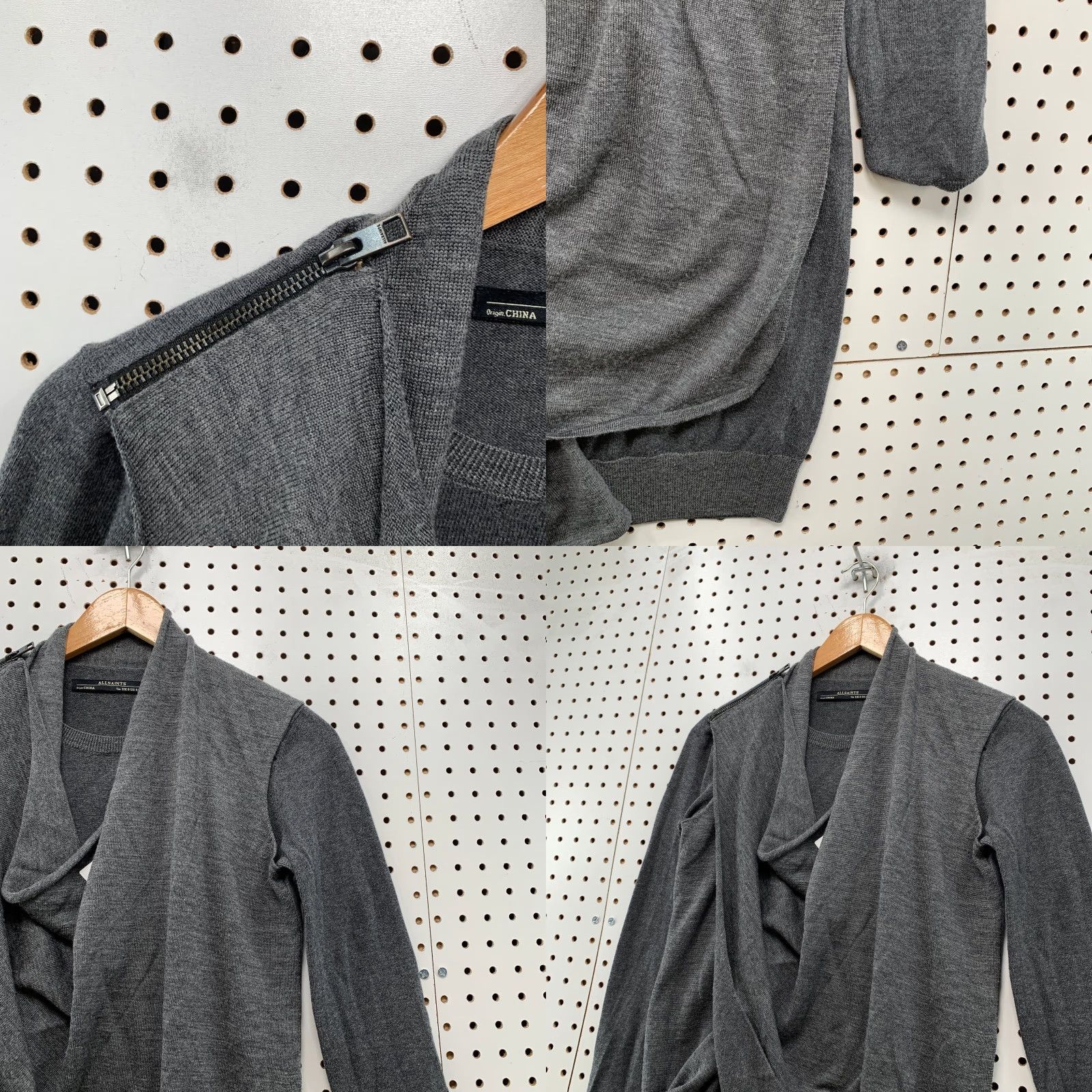 Allsaints AllSaints Wool Sweater Dress Black Gray Women 4 Zipper Shoulder Drina Drape Knit Crew Neck Short Dress A-Line Wool dress Womens 90s? Size S / US 4 / IT 40 - 8 Thumbnail