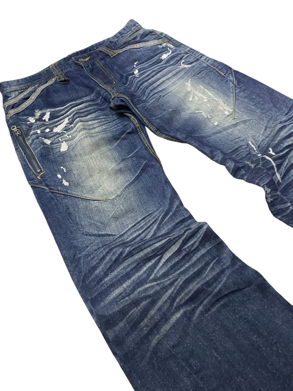 HIDEAWAYS × Hysteric Glamour Hideaways Nicole Heavy Whiskers Shiny Blue Flared Jeans Size US 30 / EU 46 - 11 Thumbnail