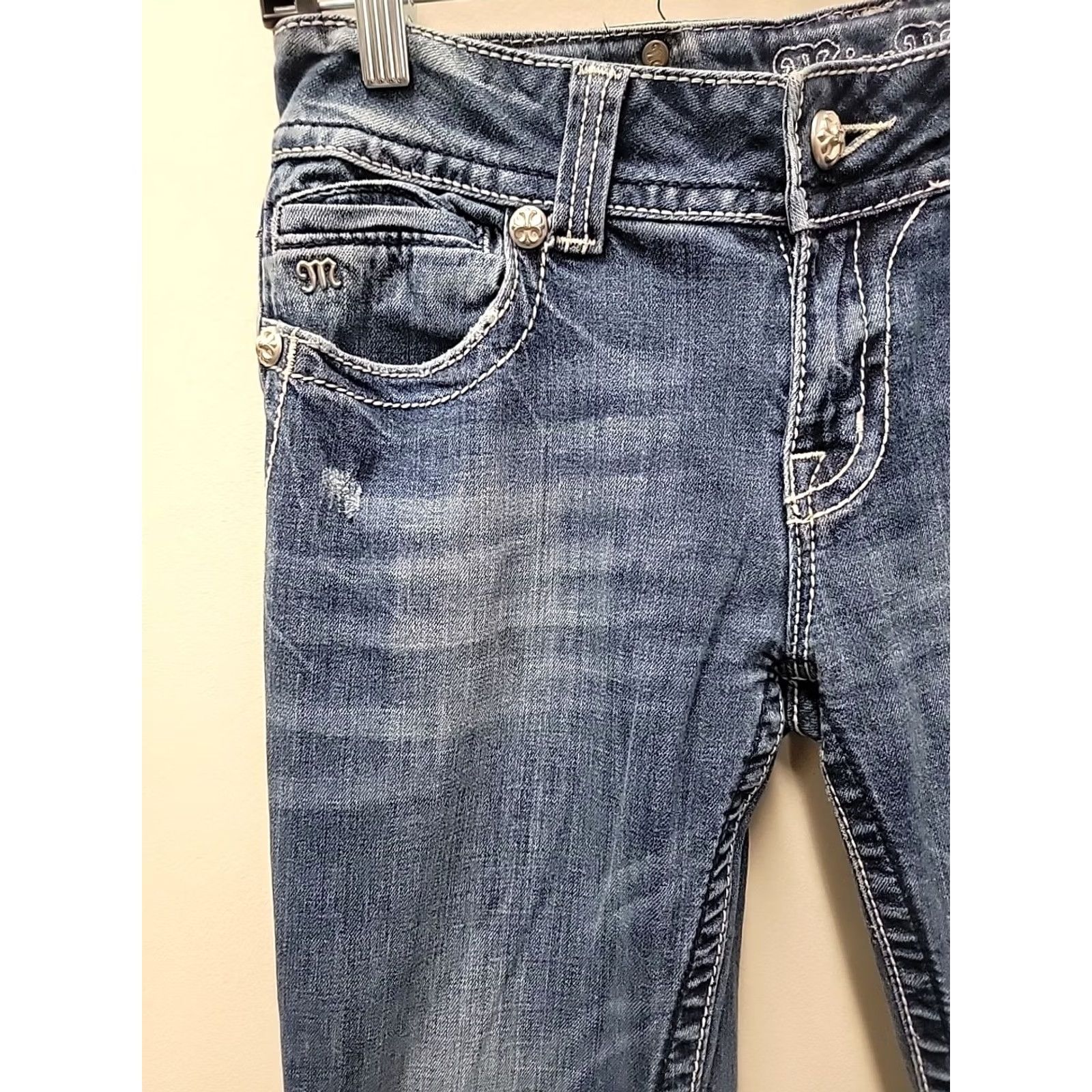 Miss Me Miss Me Jeans Bootcut 30x34 Blue Embroidered Stretch Denim Women's Regular Jeans 5-Pocket JP504688 Size 30" / US 8 / IT 44 - 2 Thumbnail