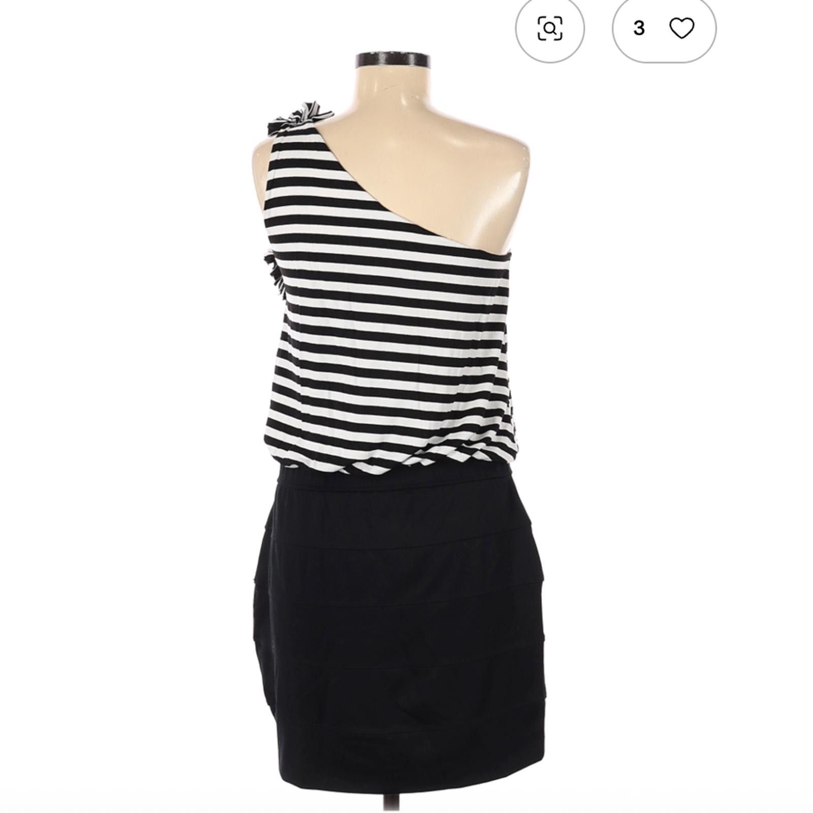 Other Cache One-Shoulder Striped Casual Dress Size L Size L / US 10 / IT 46 - 2 Thumbnail