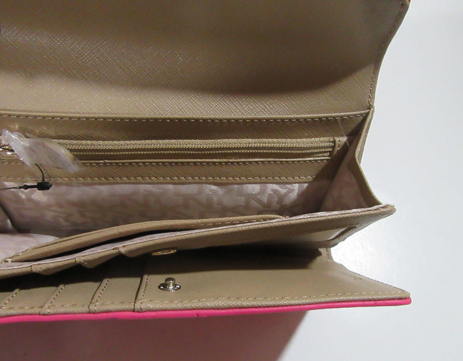 DKNY DKNY Soft Ego Leather Trifold Wallet Fuchsia Pink Envelope Size ONE SIZE - 4 Thumbnail