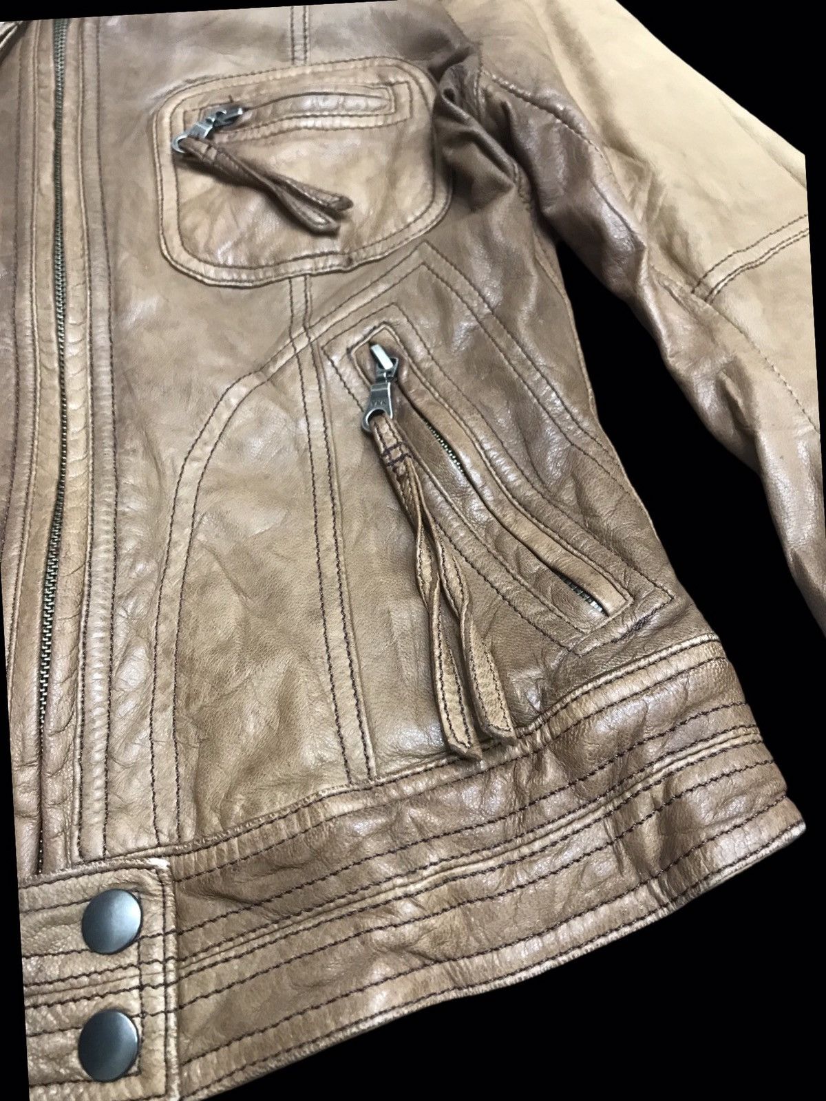 ABAHOUSE 💥ARCHIVAL💥Abahouse Japan Goatskin Cafe Racer Jacket Size XS / US 0-2 / IT 36-38 - 6 Thumbnail