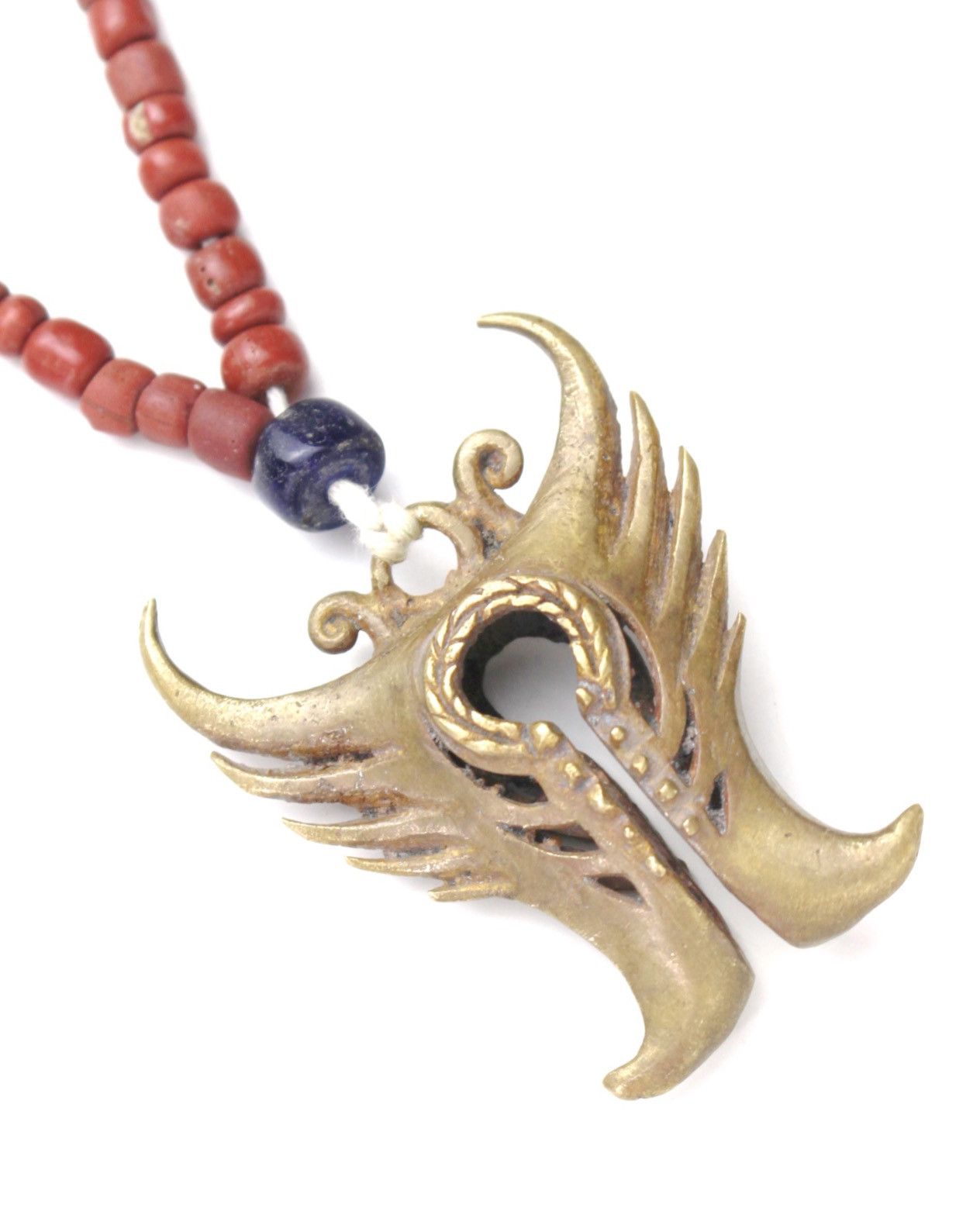 Vintage 1970S SUMBA MAMULI NECKLACE – BRONZE TALISMAN WITH RED CORAL Size ONE SIZE - 4 Thumbnail