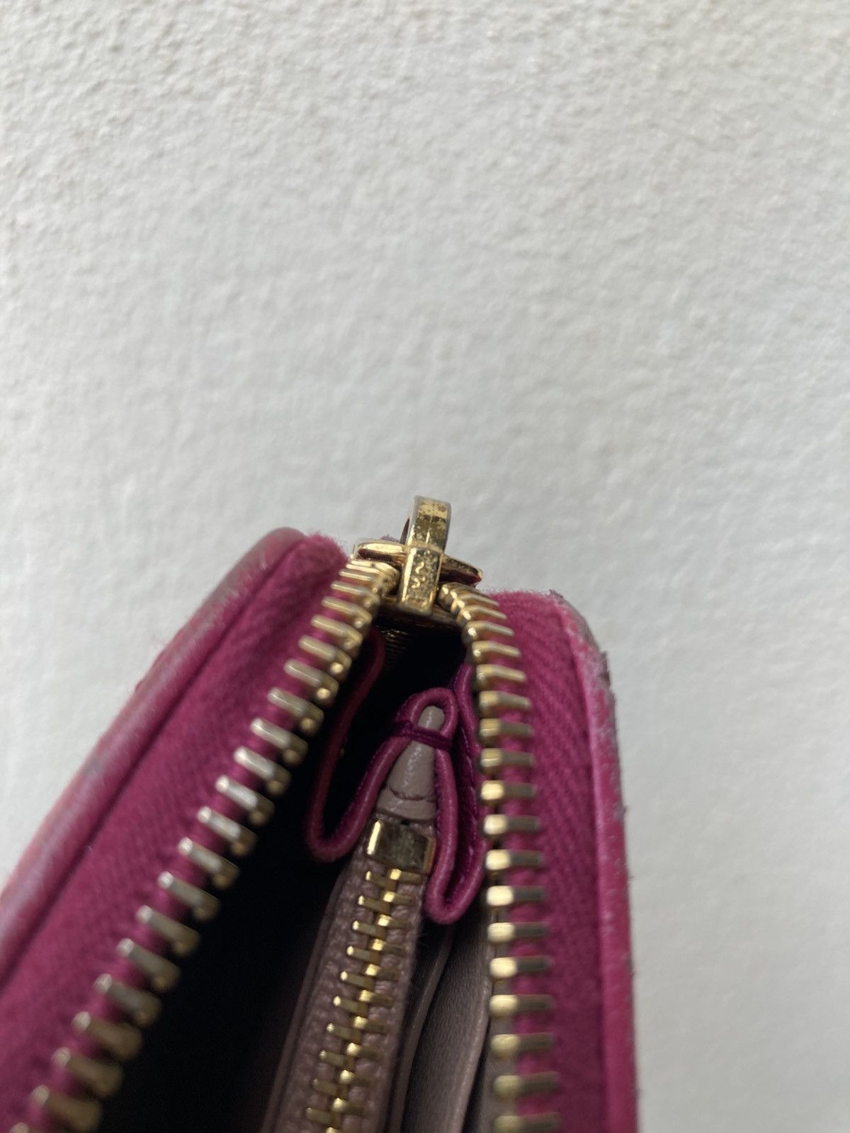 Prada Prada Saffiano Chevron Ribbon Peonia Pink Wallet Size ONE SIZE - 7 Thumbnail
