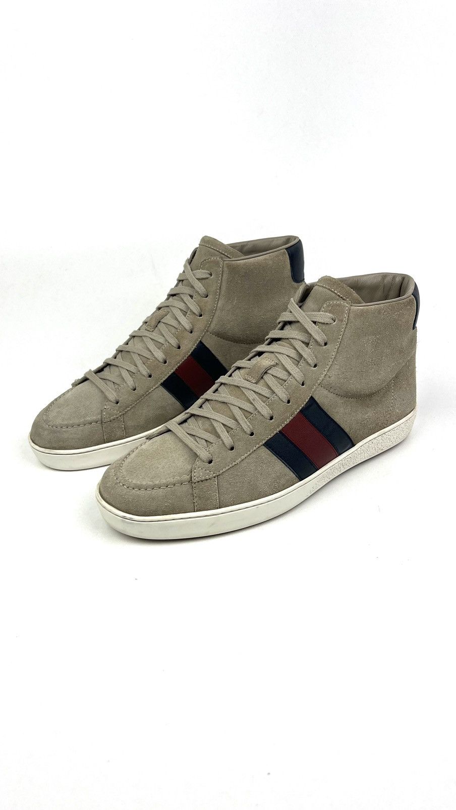 Gucci GUCCI Sneakers Suede Hi Top Shoes Web Stripe Logo Baige Mens Size US 7.5 / EU 40-41 - 1 Thumbnail