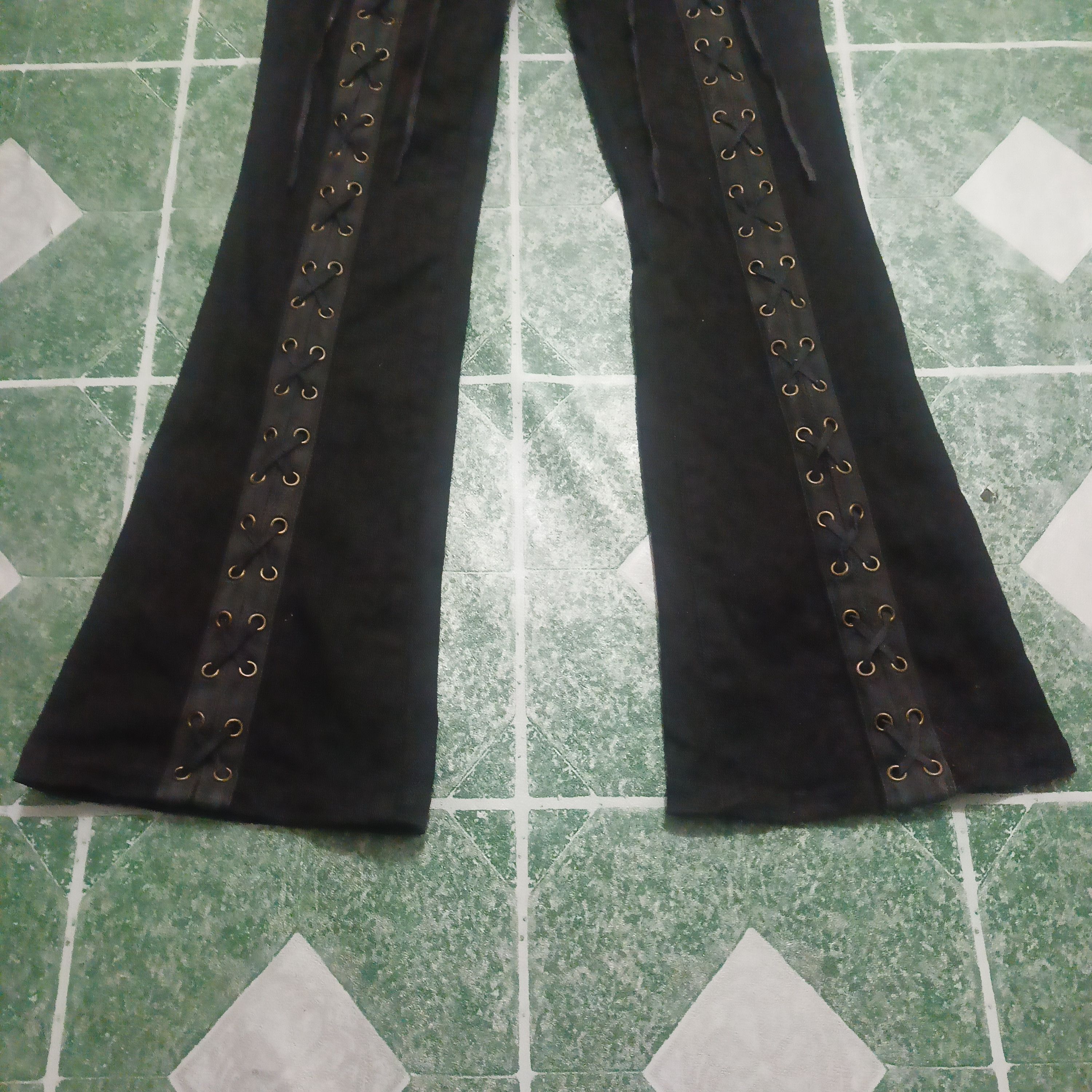 If Six Was Nine Rare!!! 90's Sky Bomber Lace up Stretch bootcut Black jeans Size 27" / US 4 / IT 40 - 3 Thumbnail