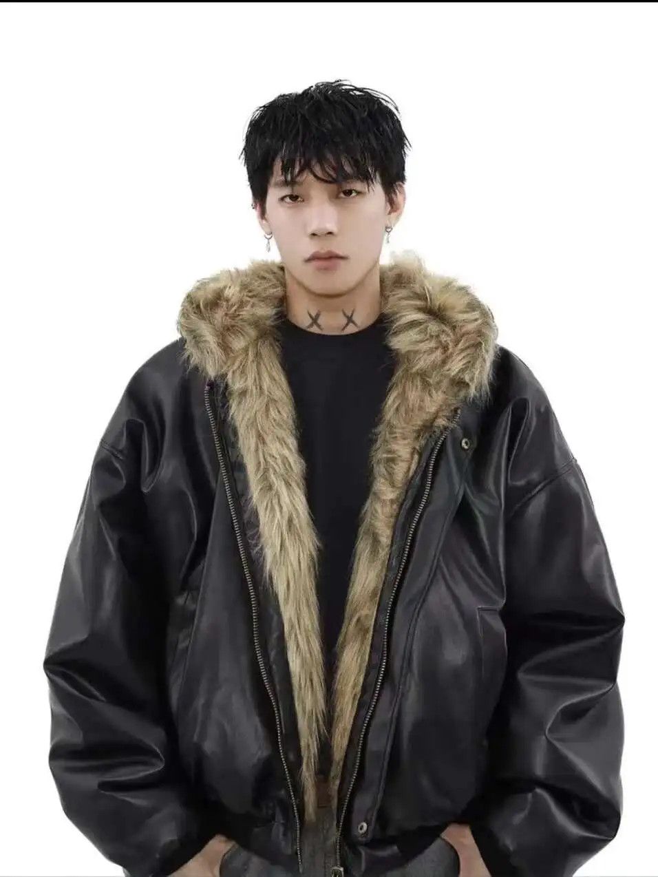 Japanese Brand Leather Reversible Fur Fleece Jacket Coat Size US L / EU 52-54 / 3 - 1 Thumbnail
